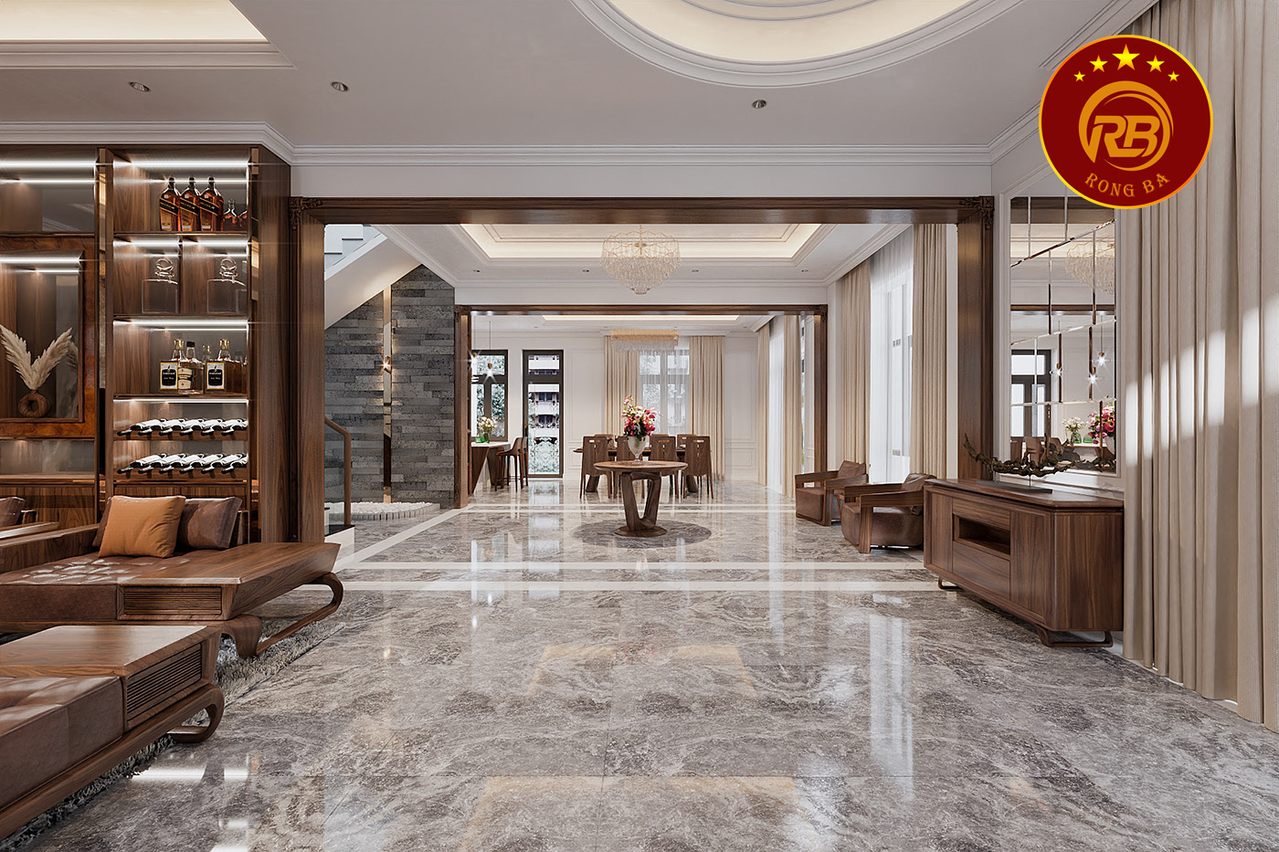 thiết kế nội thất gỗ óc chó tại quảng ninh 9