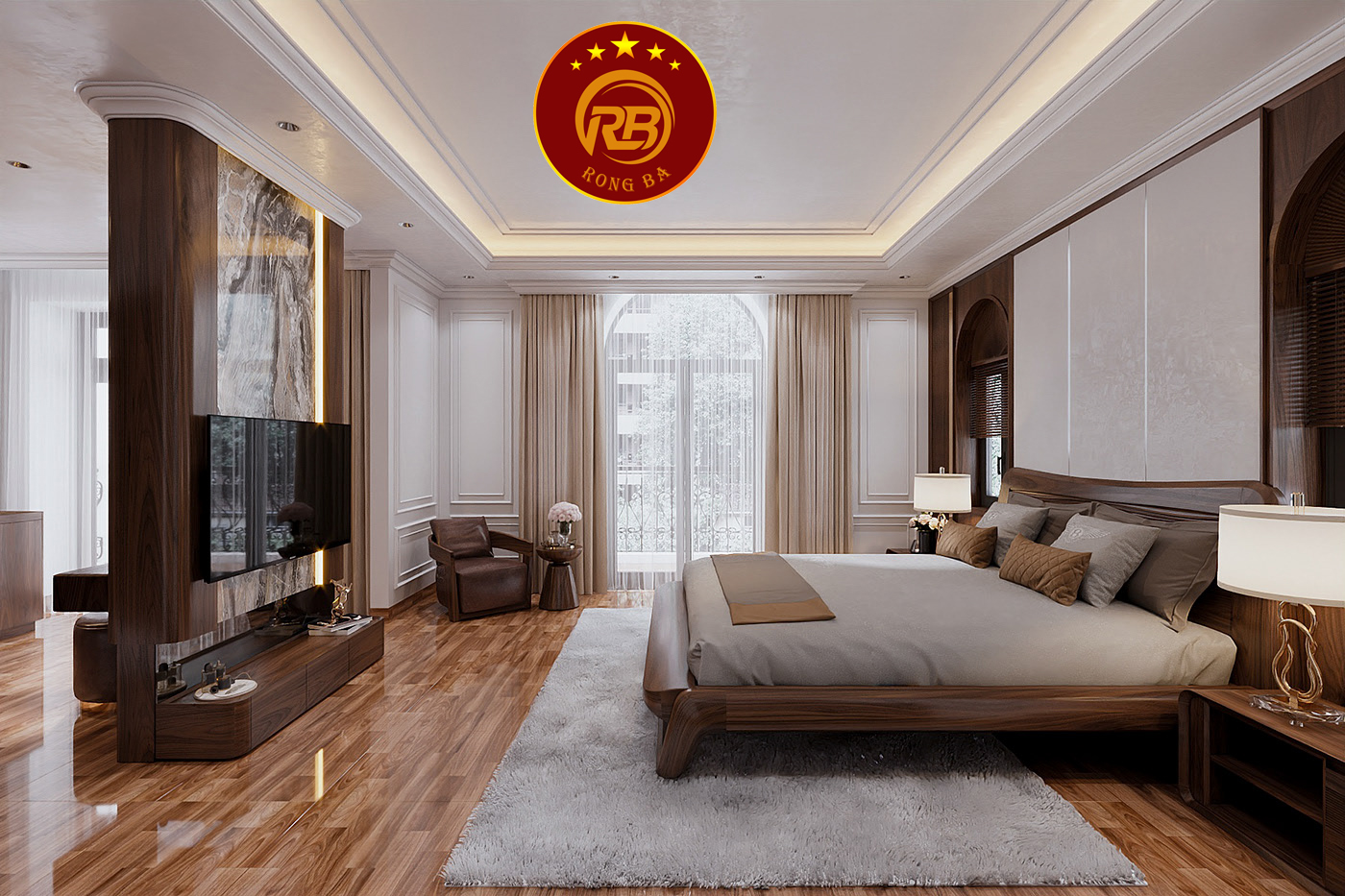 thiết kế nội thất gỗ óc chó tại quảng ninh