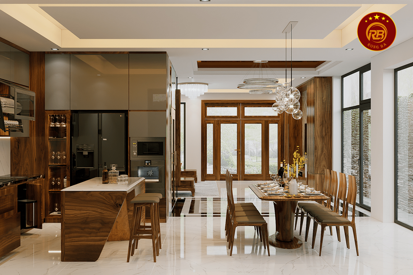 thiết kế nội thất gỗ óc chó tại sóc trăng 5