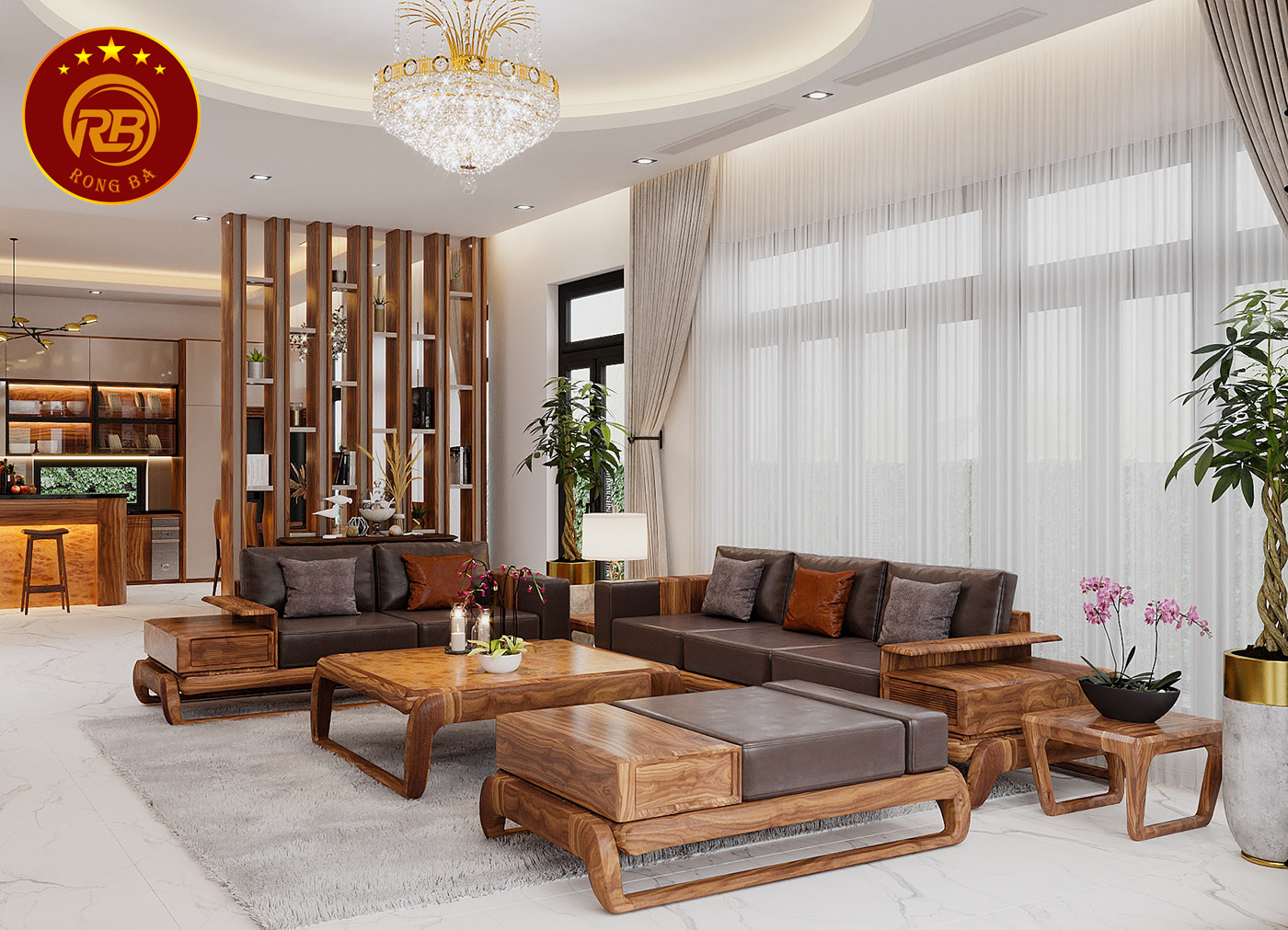 thiết kế nội thất gỗ óc chó tại sơn 1