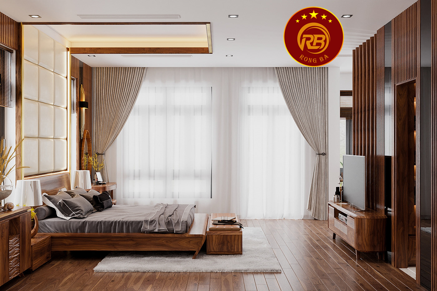 thiết kế nội thất gỗ óc chó tại sơn 12