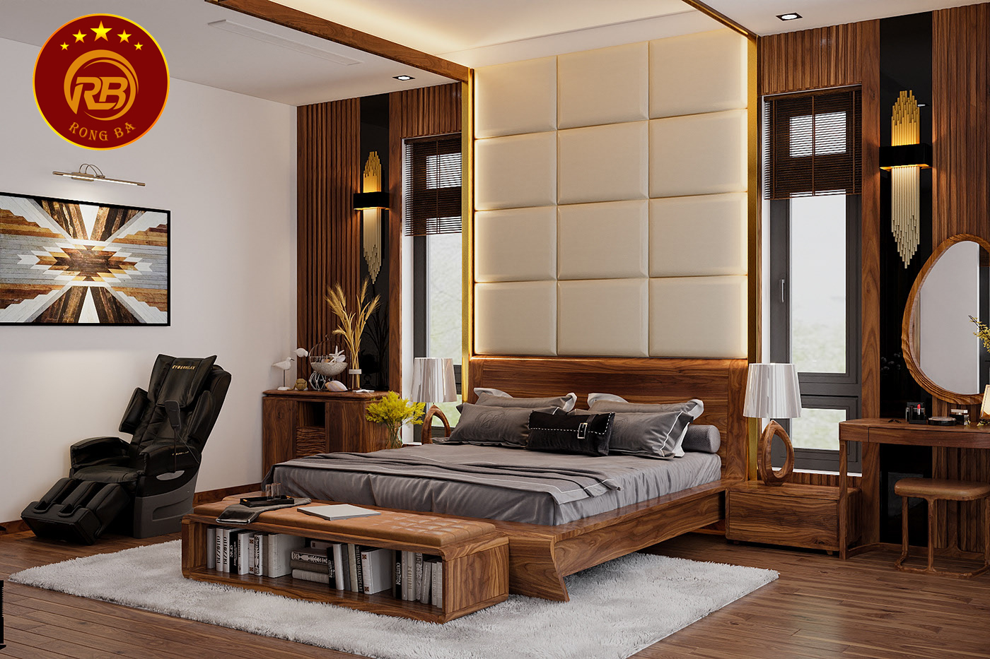 thiết kế nội thất gỗ óc chó tại sơn 13