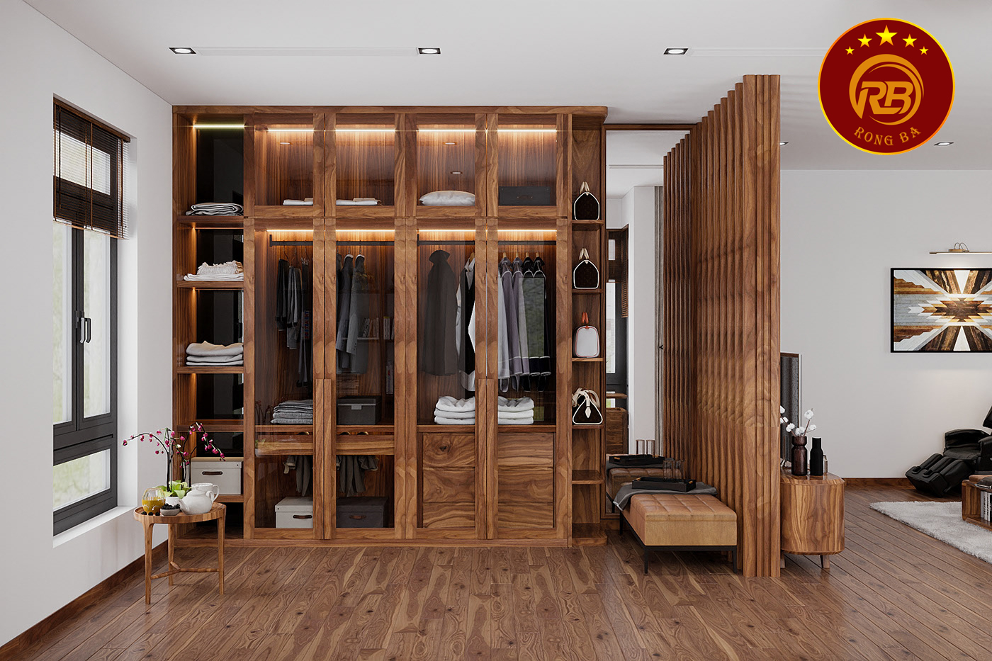 thiết kế nội thất gỗ óc chó tại sơn 14