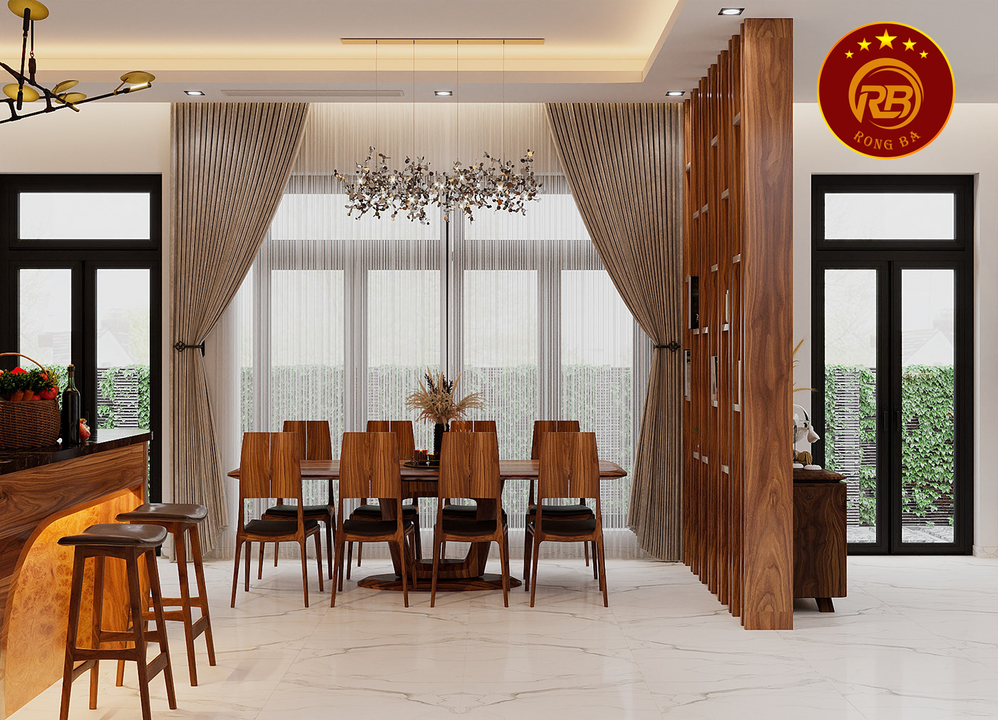 thiết kế nội thất gỗ óc chó tại sơn 5