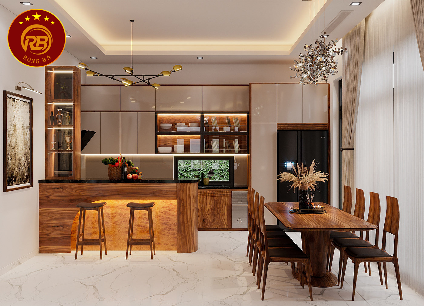 thiết kế nội thất gỗ óc chó tại sơn 6