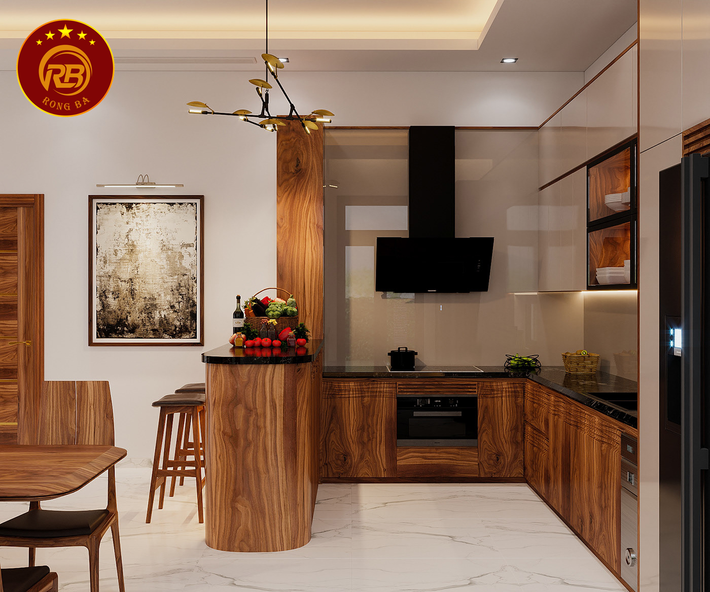 thiết kế nội thất gỗ óc chó tại sơn 7
