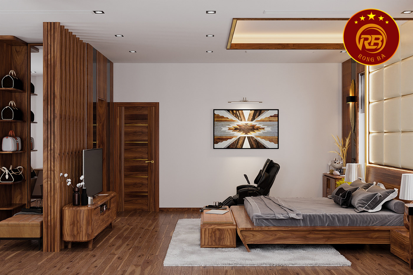 thiết kế nội thất gỗ óc chó tại sơn 9