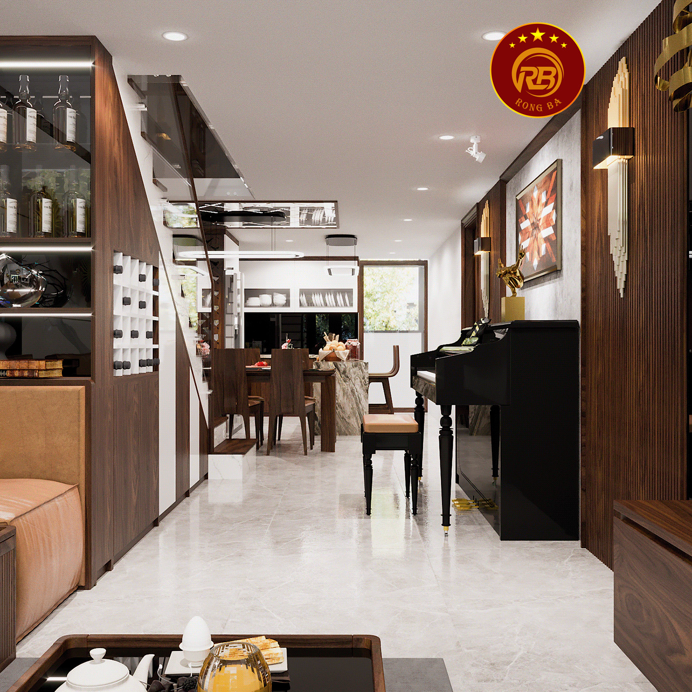 thiết kế nội thất gỗ óc chó tại thái bình 3