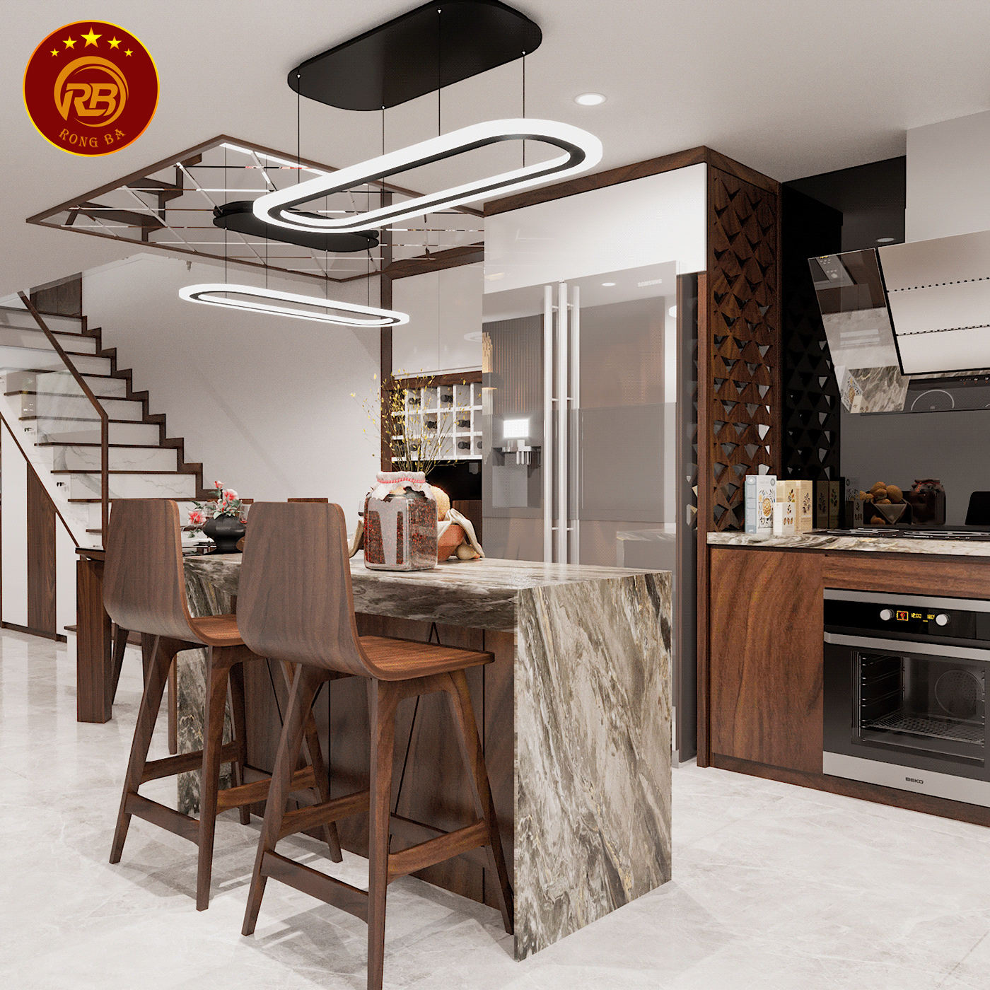 thiết kế nội thất gỗ óc chó tại thái bình 6