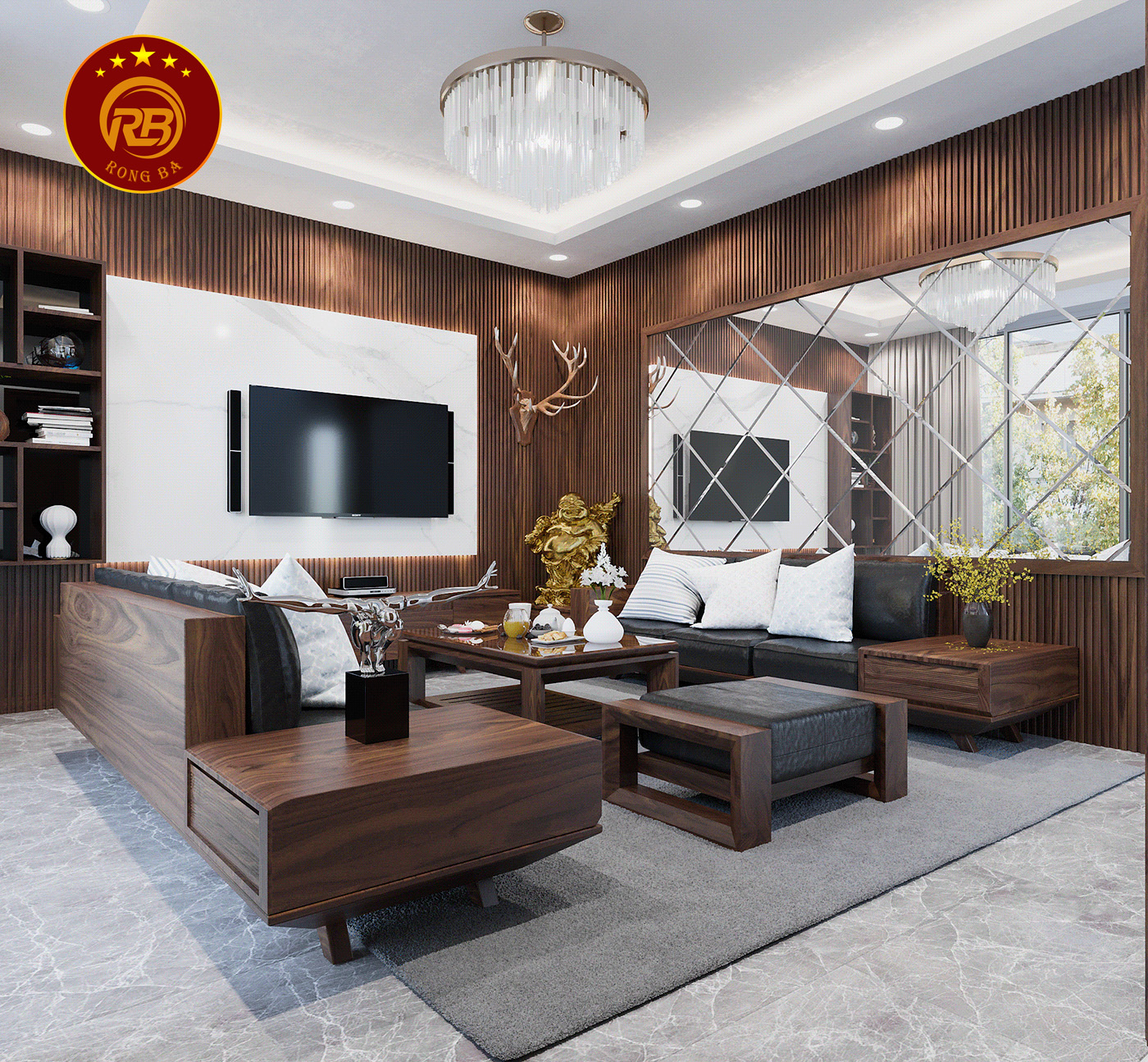 thiết kế nội thất gỗ óc chó tại thái nguyên 2