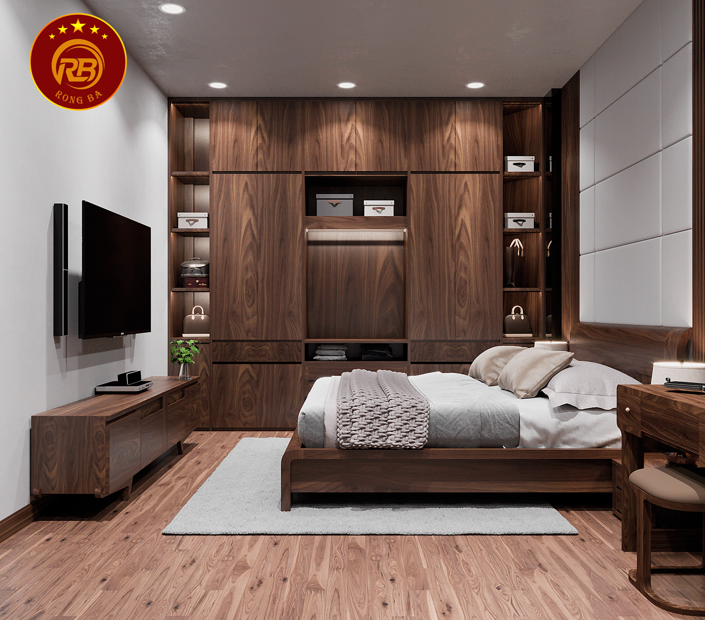 thiết kế nội thất gỗ óc chó tại thái nguyên 3