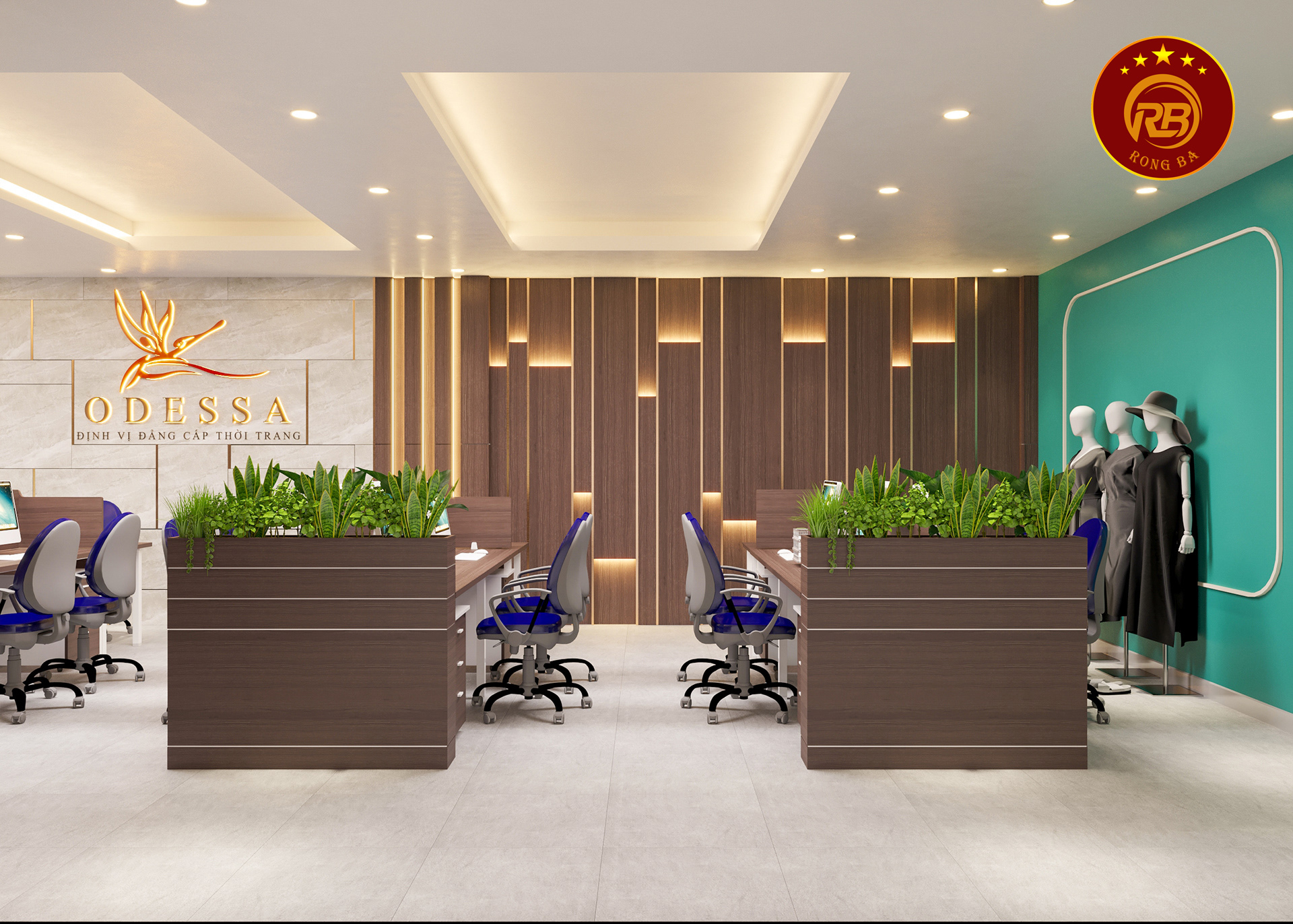 thi công nội thất văn phòng xanh 3