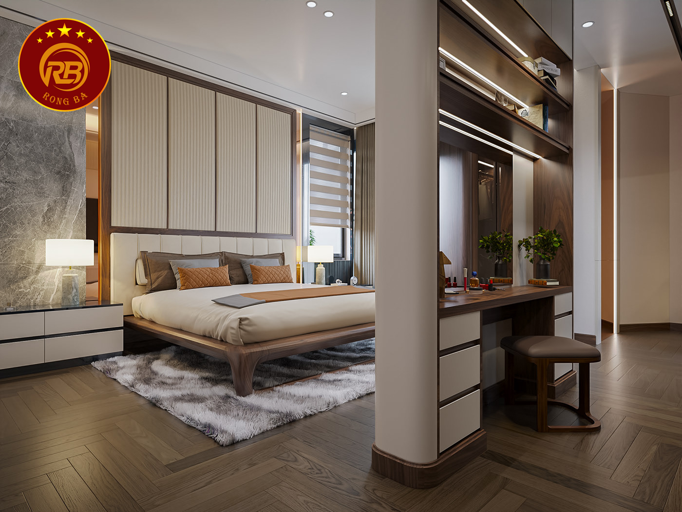 nội thất biệt thự gỗ óc chó tại trà vinh 3