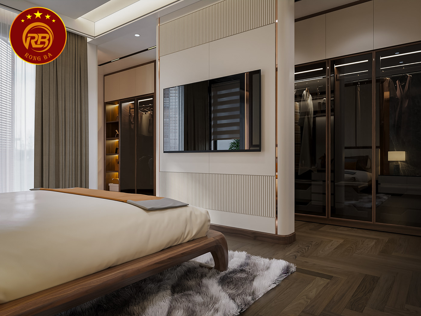 nội thất biệt thự gỗ óc chó tại trà vinh 4