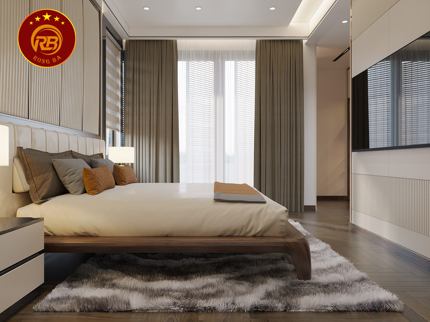 nội thất biệt thự gỗ óc chó tại trà vinh 5