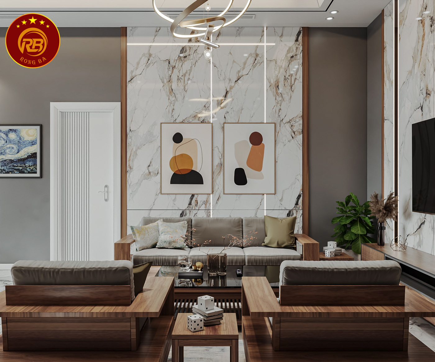 thiết kế nội thất gỗ óc chó tại vĩnh long 4