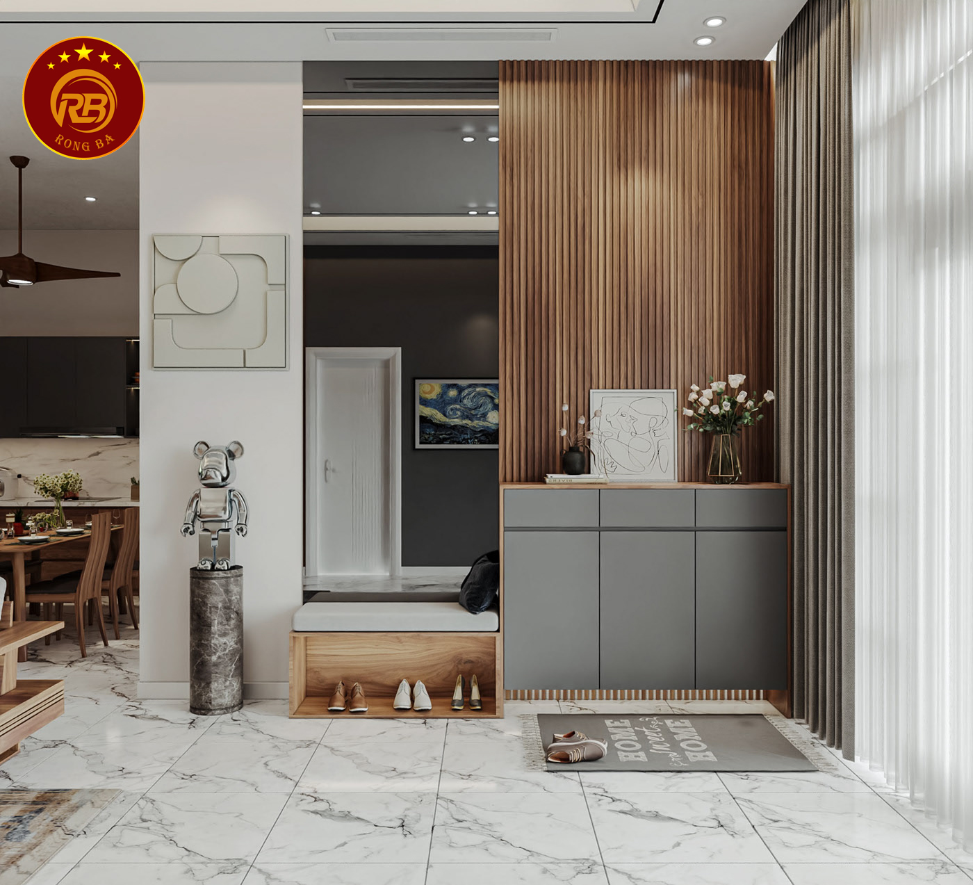 thiết kế nội thất gỗ óc chó tại vĩnh long 5