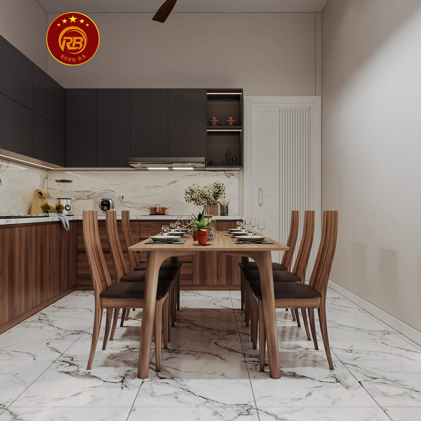 thiết kế nội thất gỗ óc chó tại vĩnh long 6