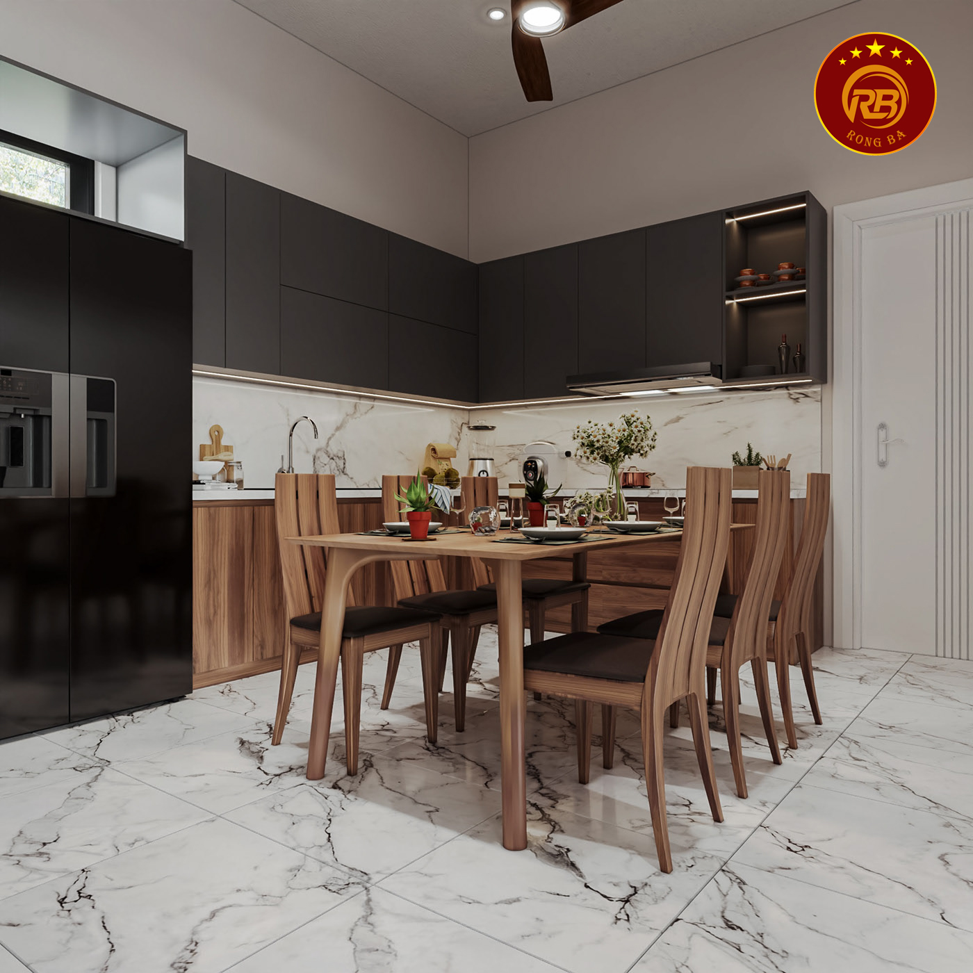 thiết kế nội thất gỗ óc chó tại vĩnh long 7