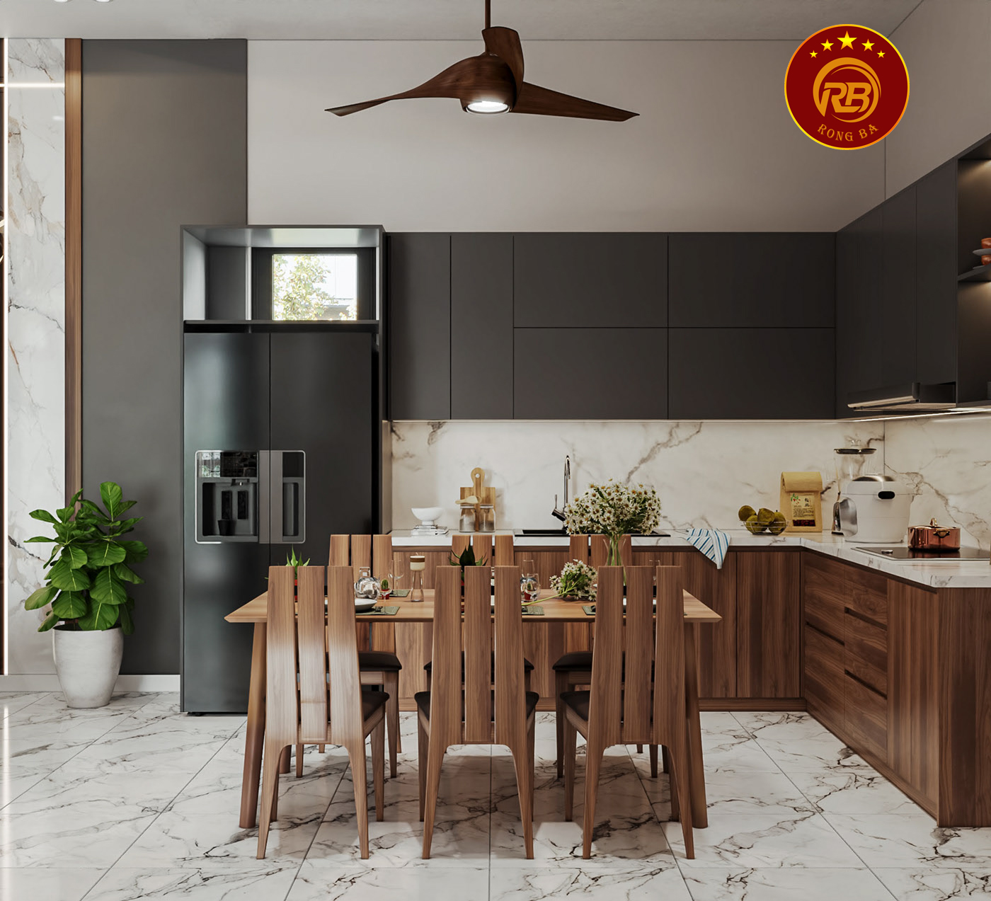 thiết kế nội thất gỗ óc chó tại vĩnh long 8