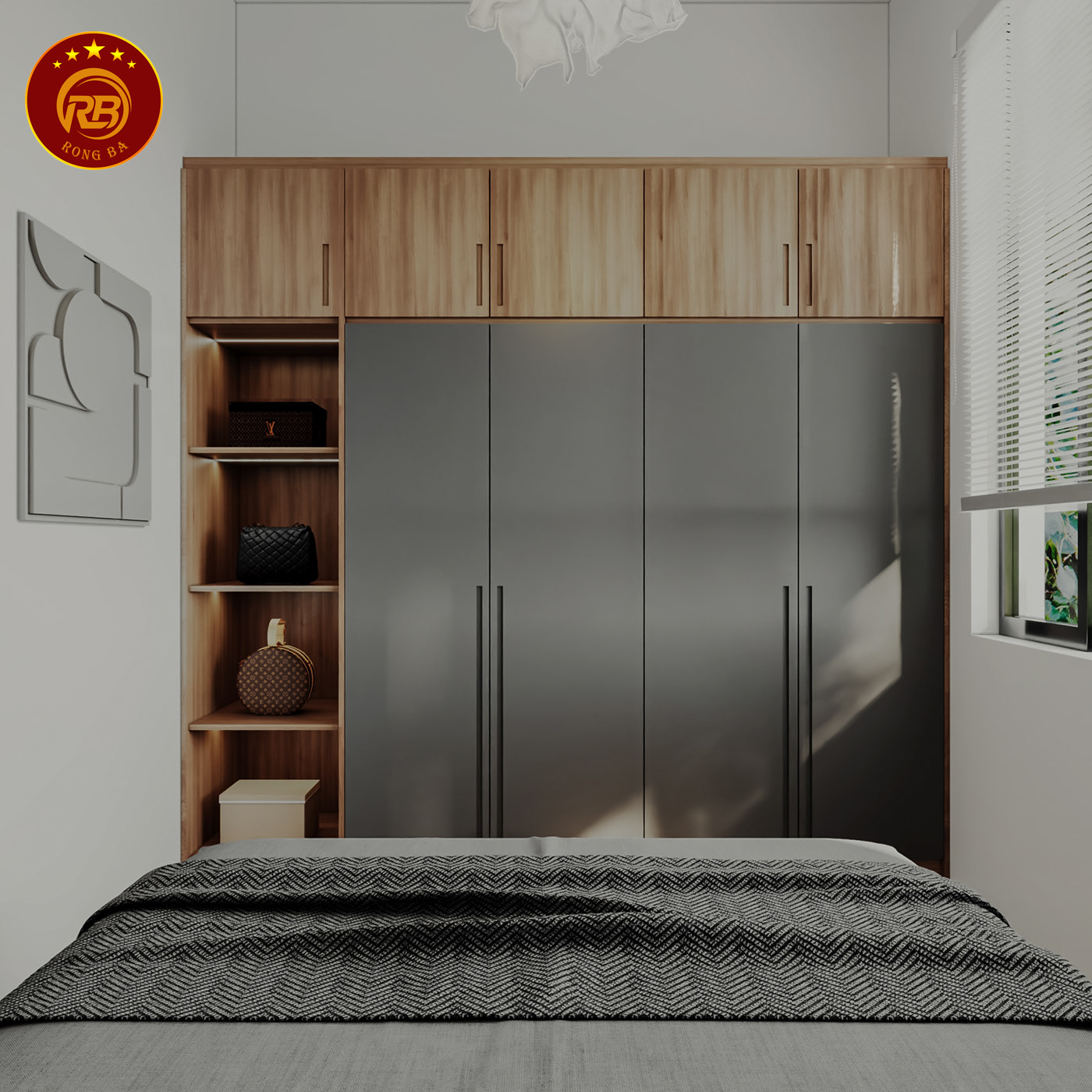 thiết kế nội thất gỗ óc chó tại vĩnh long 9