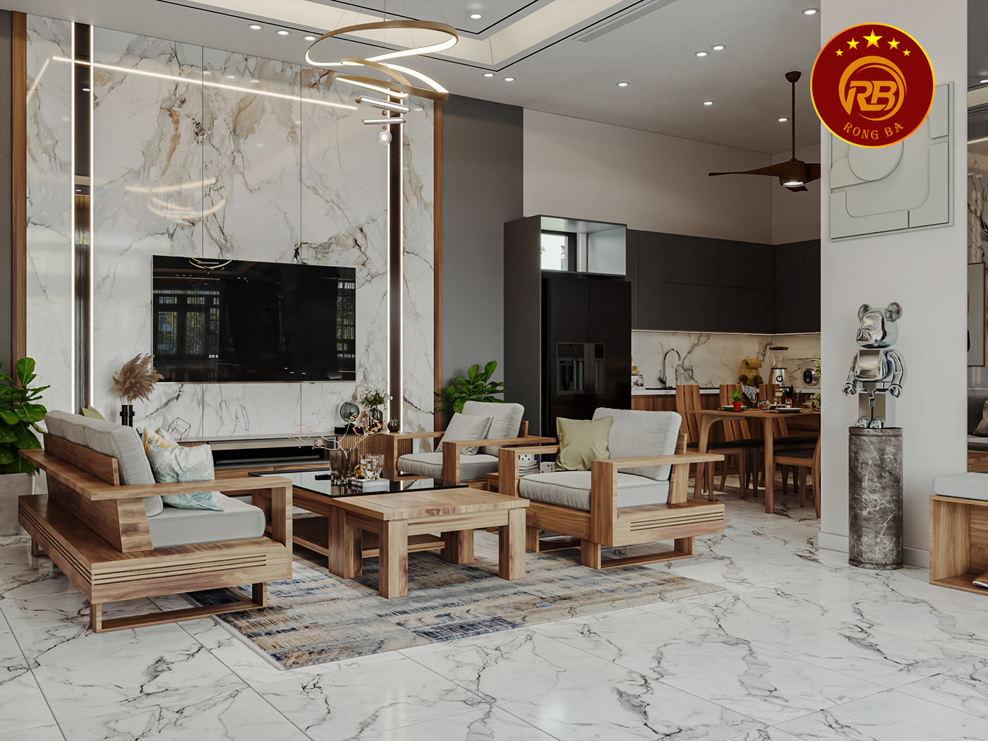 thiết kế nội thất gỗ óc chó tại vĩnh long
