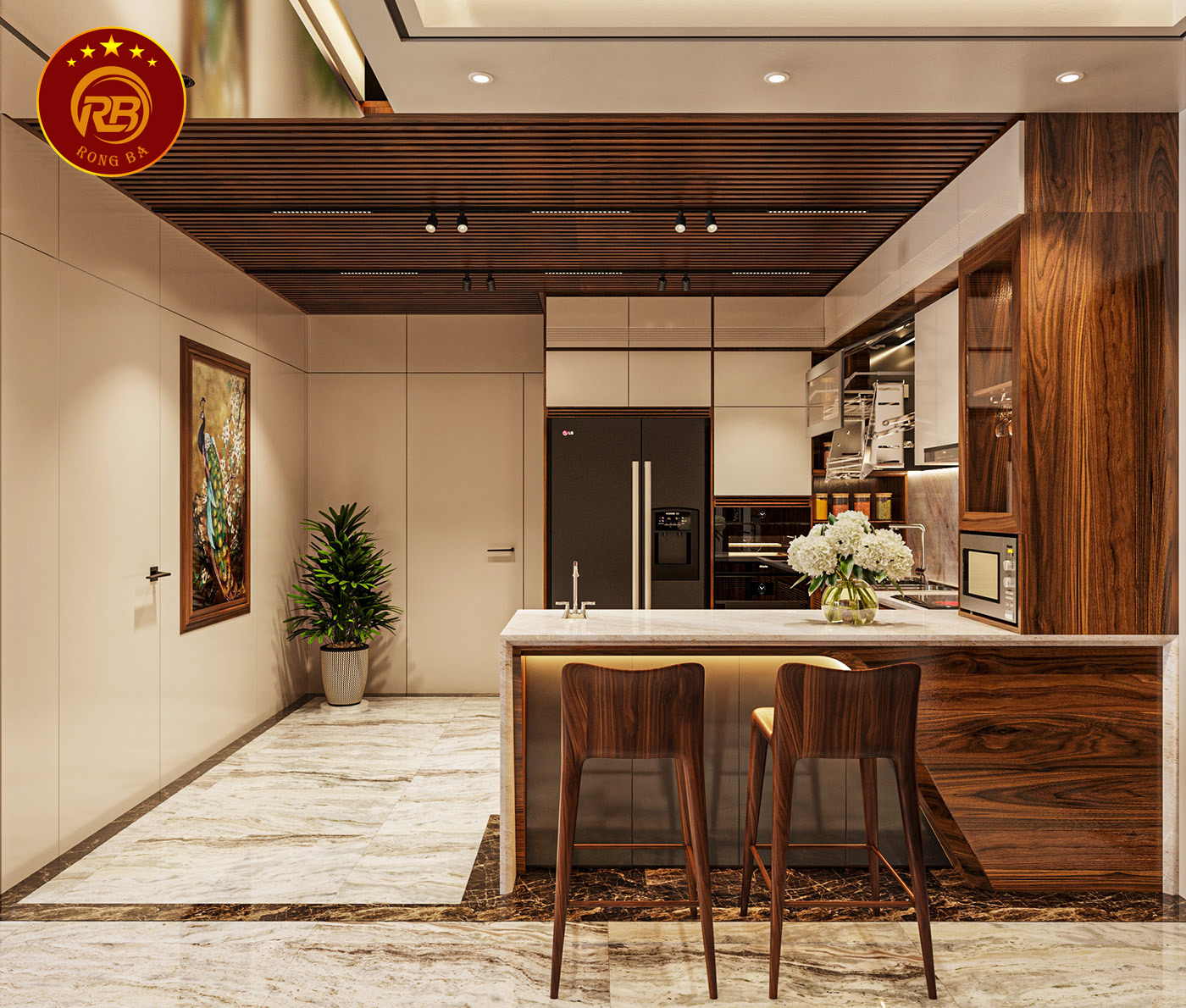 thiết kế nội thất gỗ óc chó tại vĩnh phúc 1