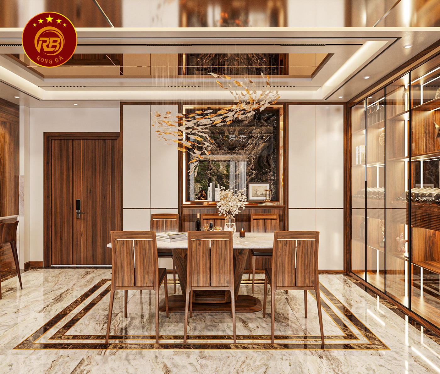 thiết kế nội thất gỗ óc chó tại vĩnh phúc 3