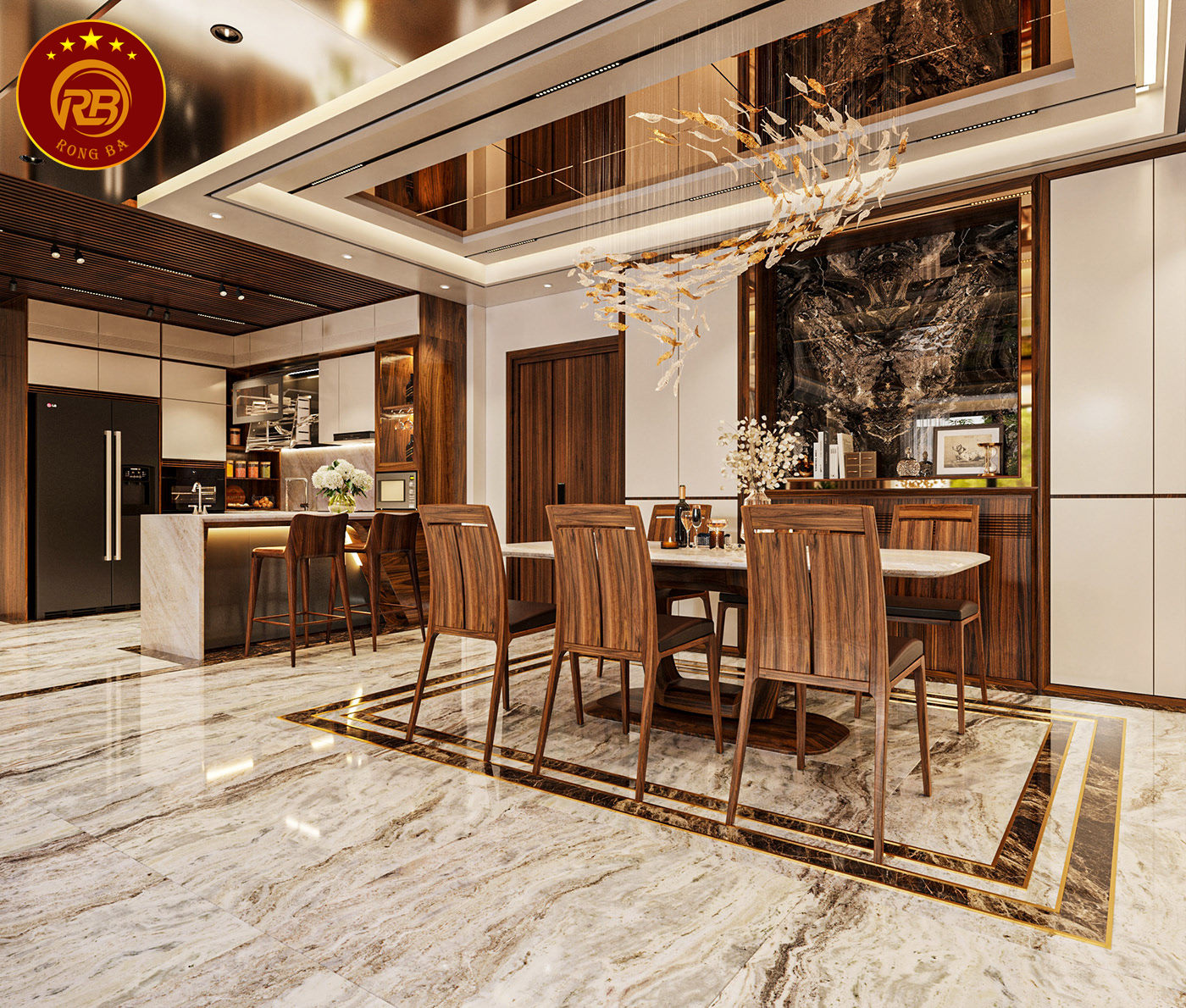 thiết kế nội thất gỗ óc chó tại vĩnh phúc