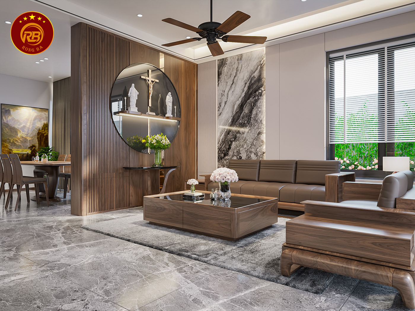 thiết kế nội thất gỗ óc chó tại yên bái 4
