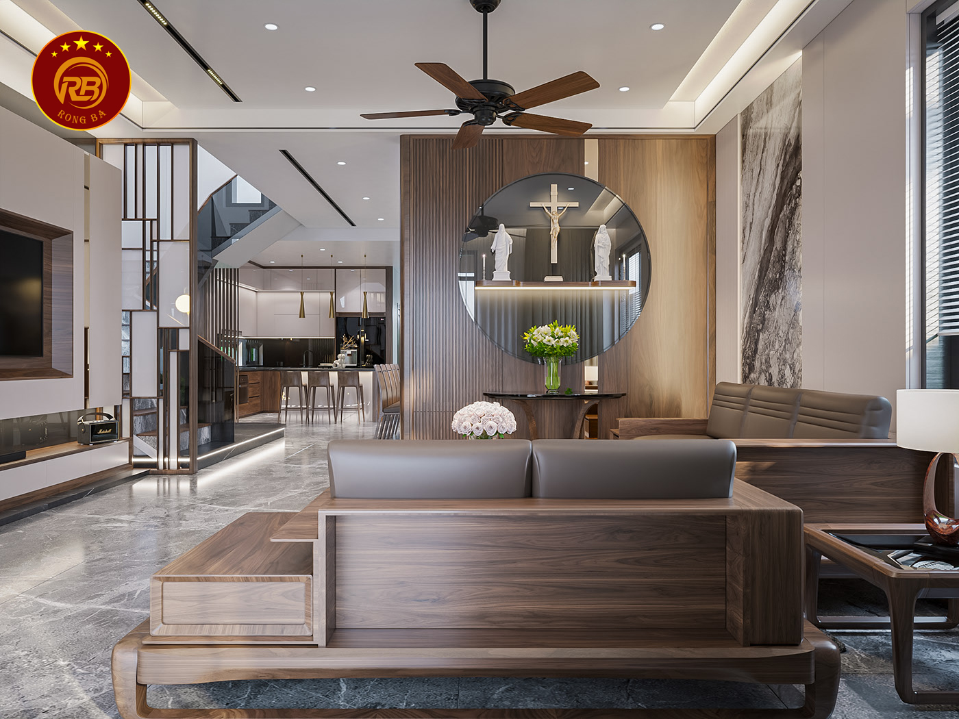 thiết kế nội thất gỗ óc chó tại yên bái 5