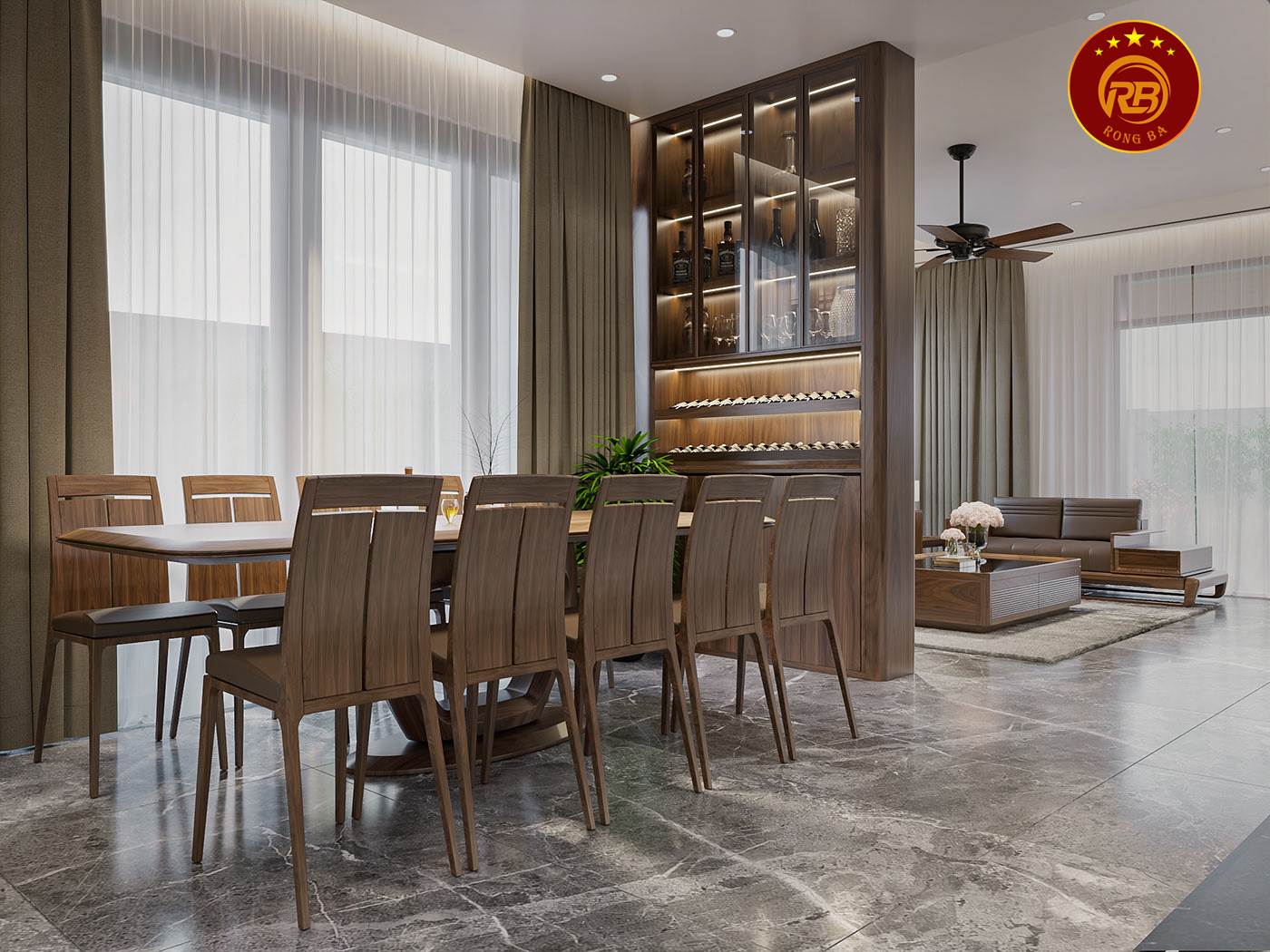 thiết kế nội thất gỗ óc chó tại yên bái