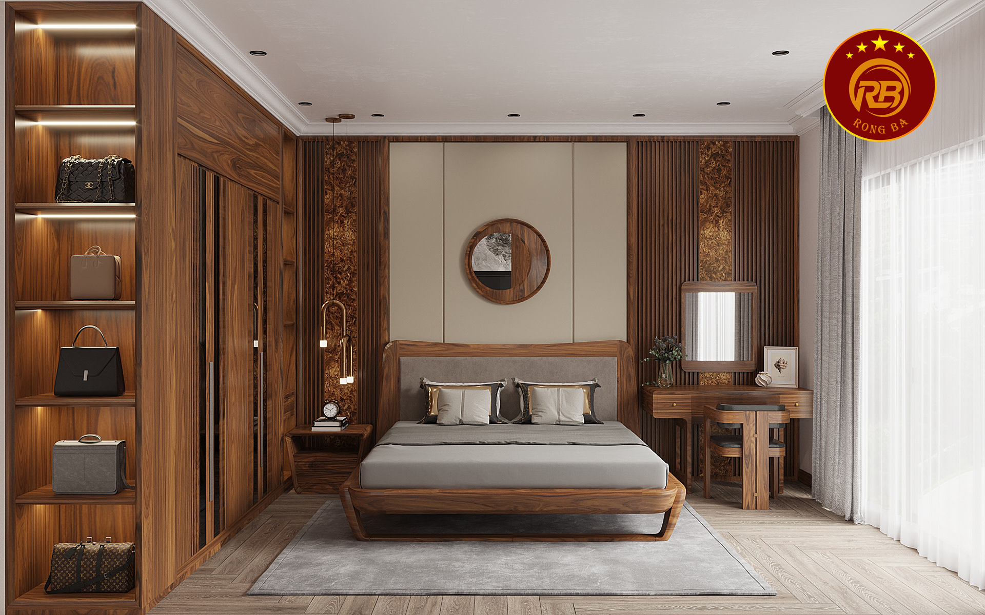 bàn trang điểm gỗ óc chó tại vĩnh phúc