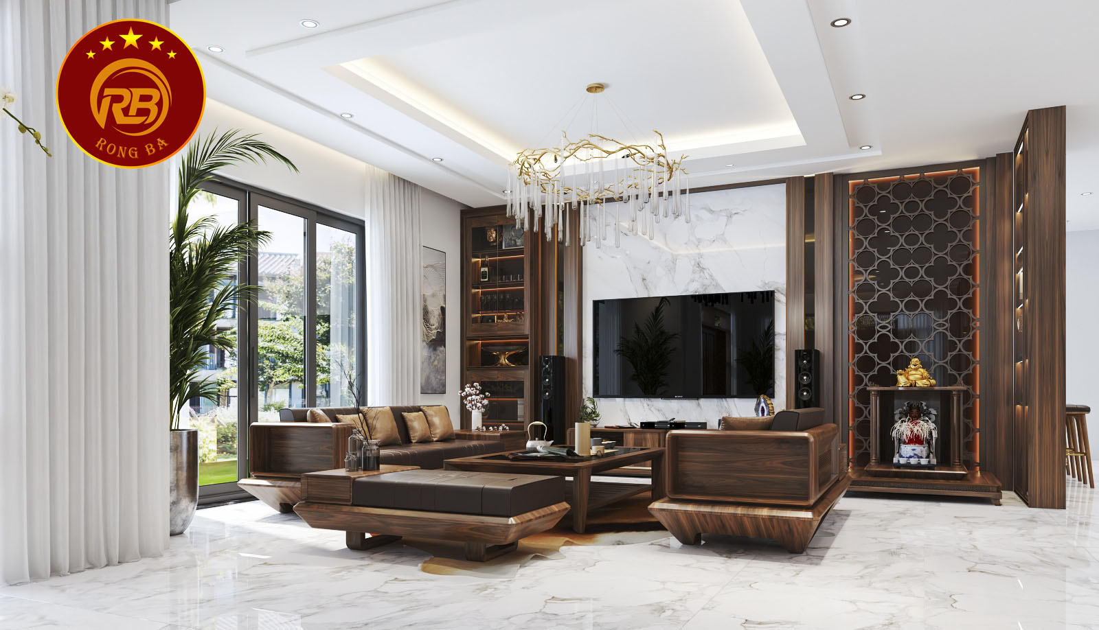 kệ tivi gỗ óc chó tại Hưng Yên
