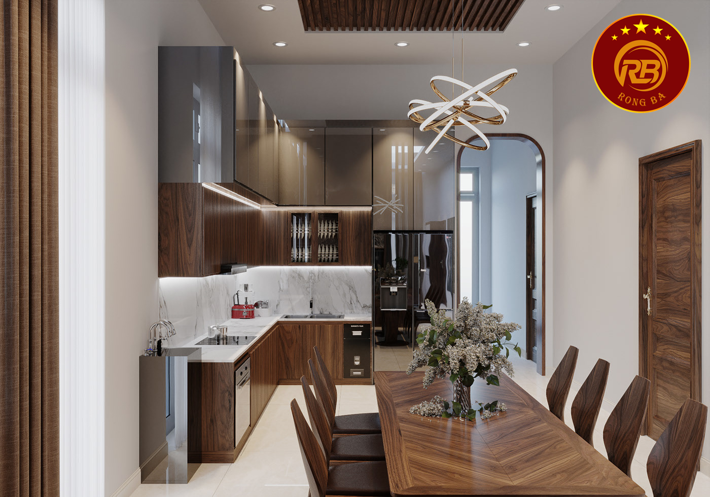phòng bếp gỗ óc chó tại bình định 3