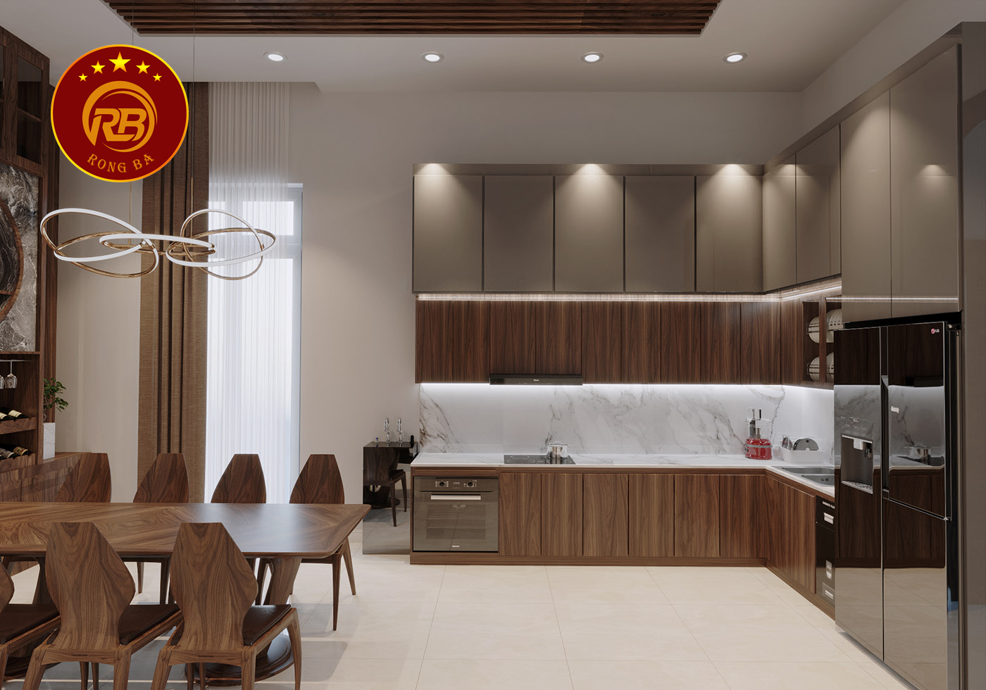 phòng bếp gỗ óc chó tại bình định