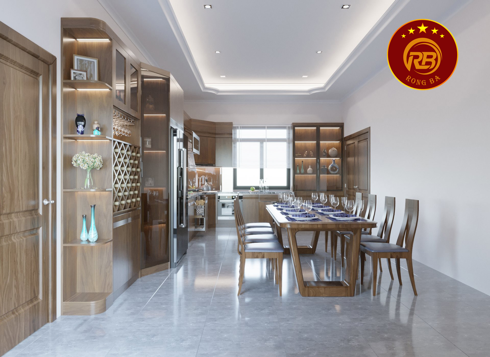 Phòng bếp gỗ óc chó tại Kiên Giang