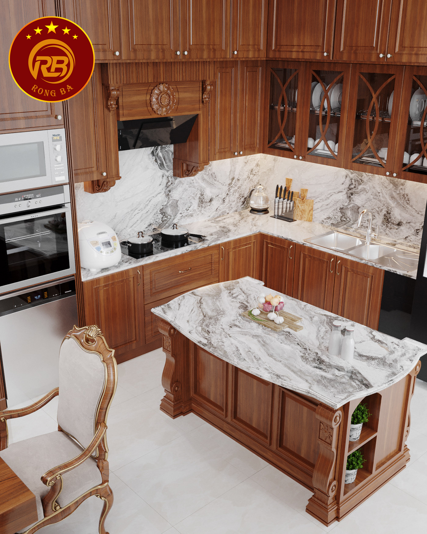phòng bếp gỗ óc chó tại quảng bình 1