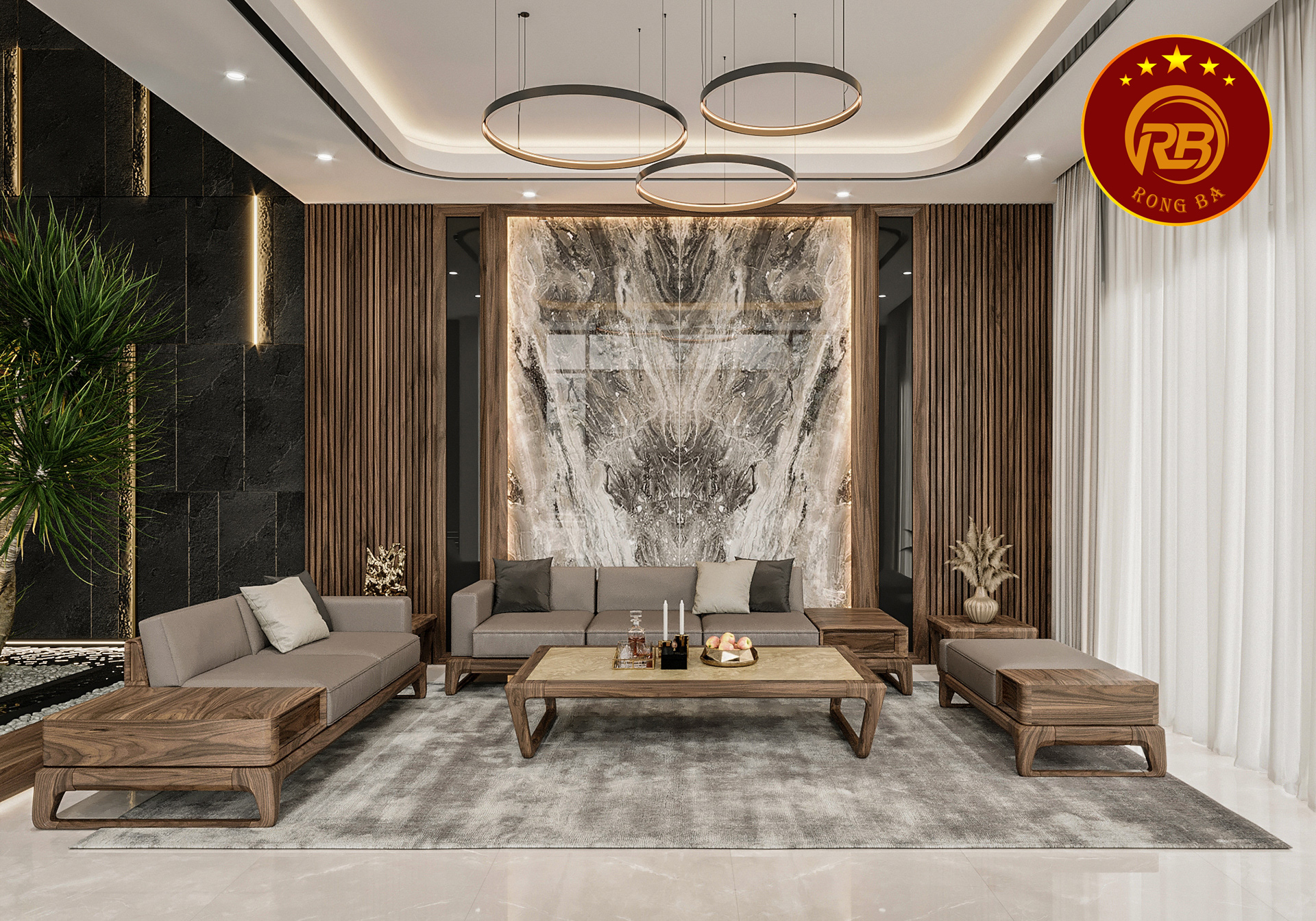 sofa gỗ óc chó tại bắc ninh