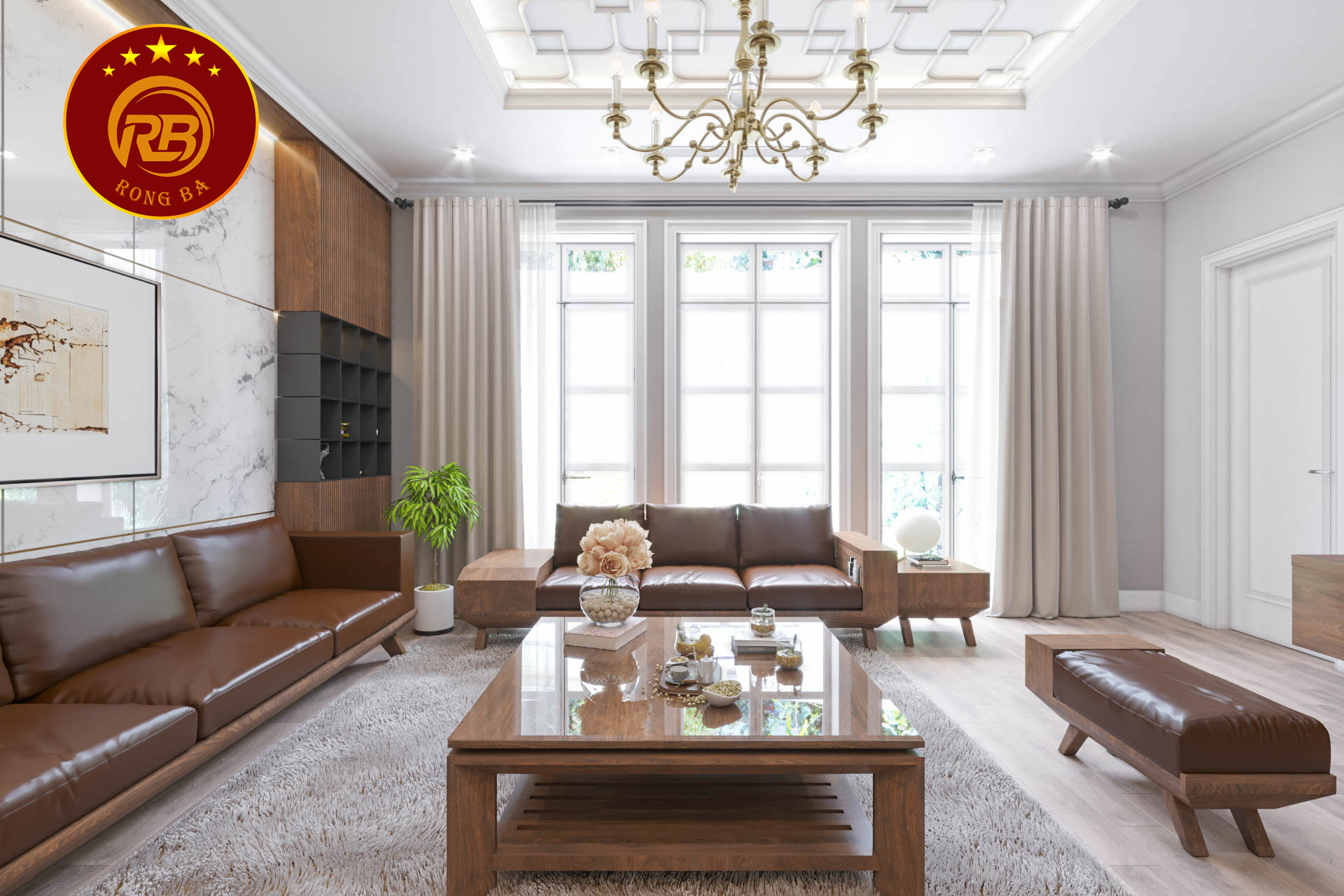 sofa gỗ óc chó tại Bình Thuận