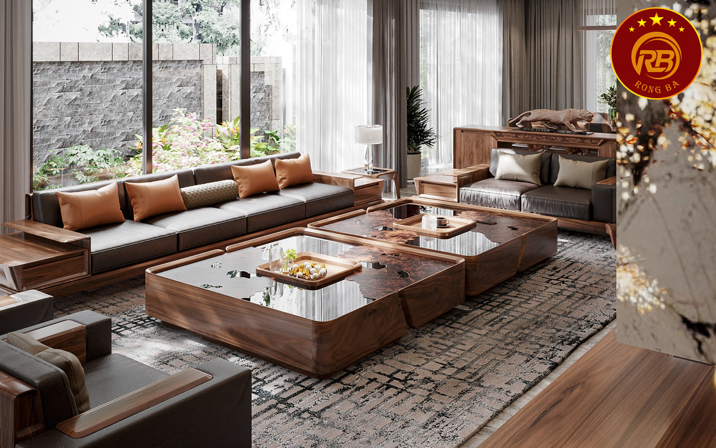 sofa gỗ óc chó tại Hải Dương