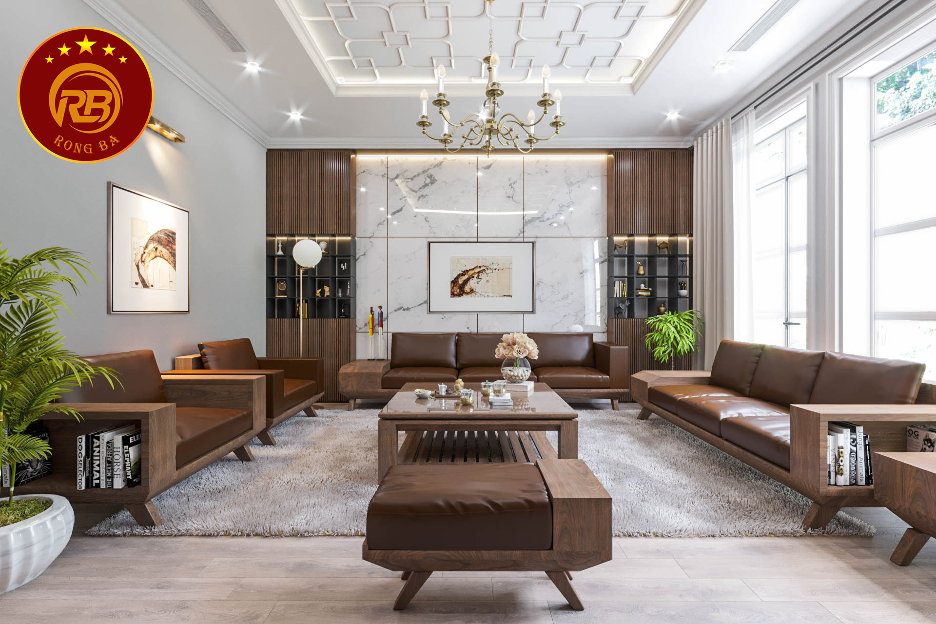 sofa gỗ óc chó tại Hưng Yên