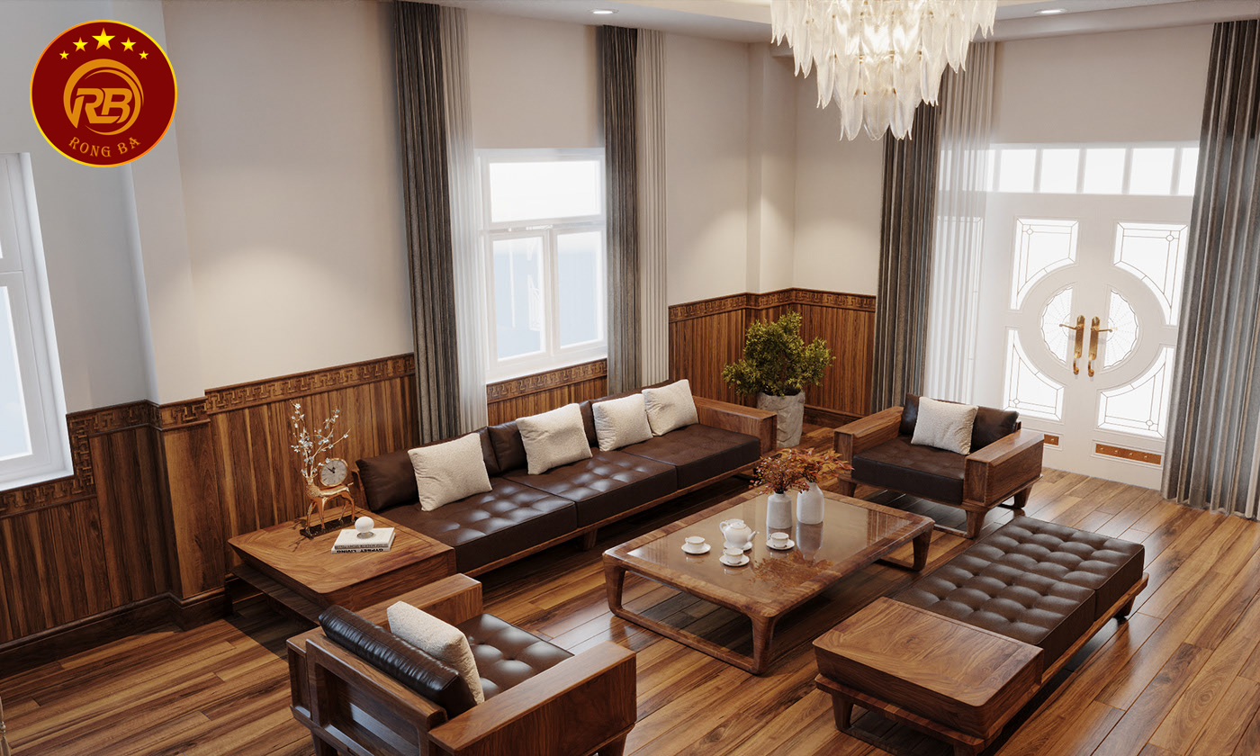 sofa gỗ óc chó tại quảng ninh