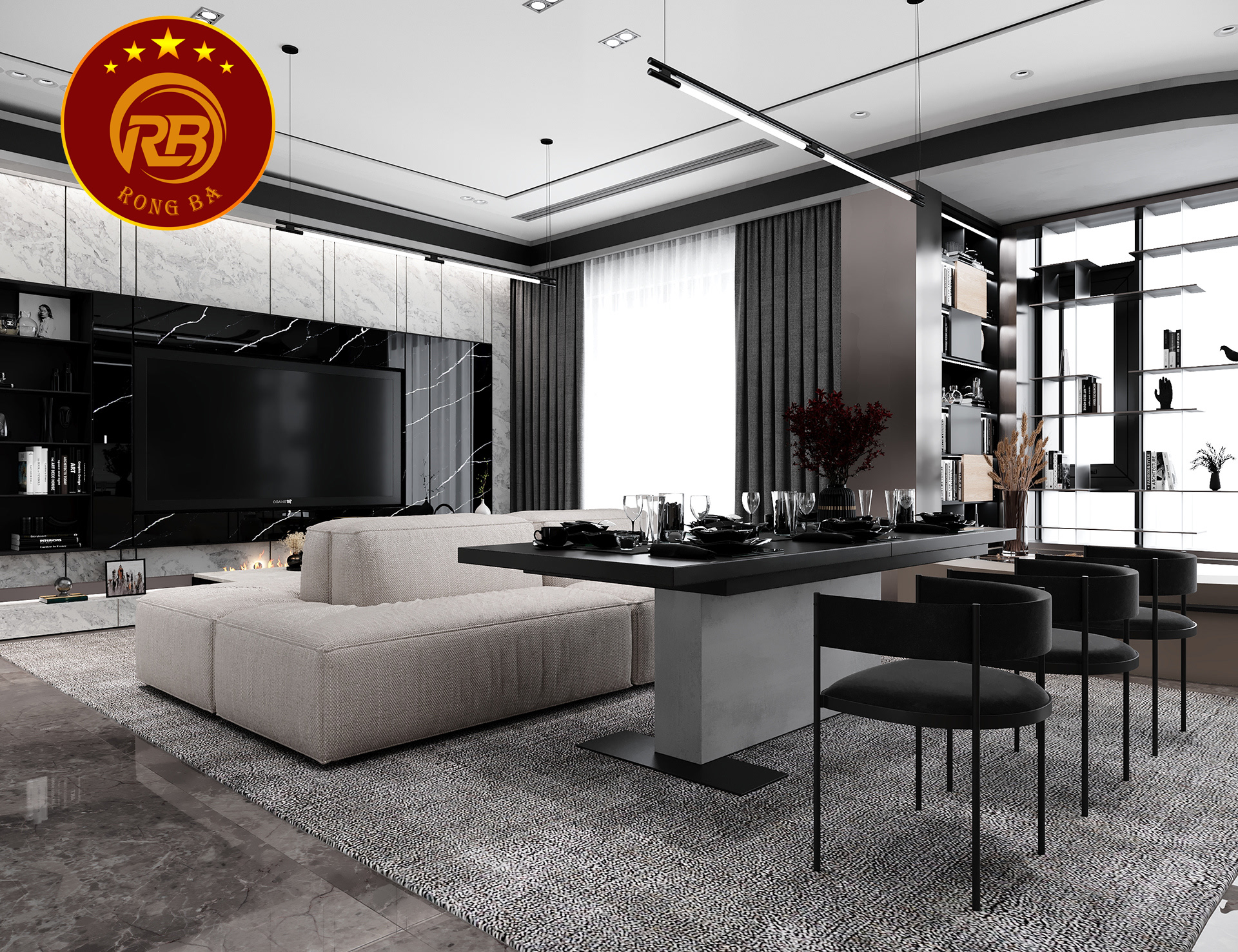 thiết kế nội thất phòng khách hiện đại 10