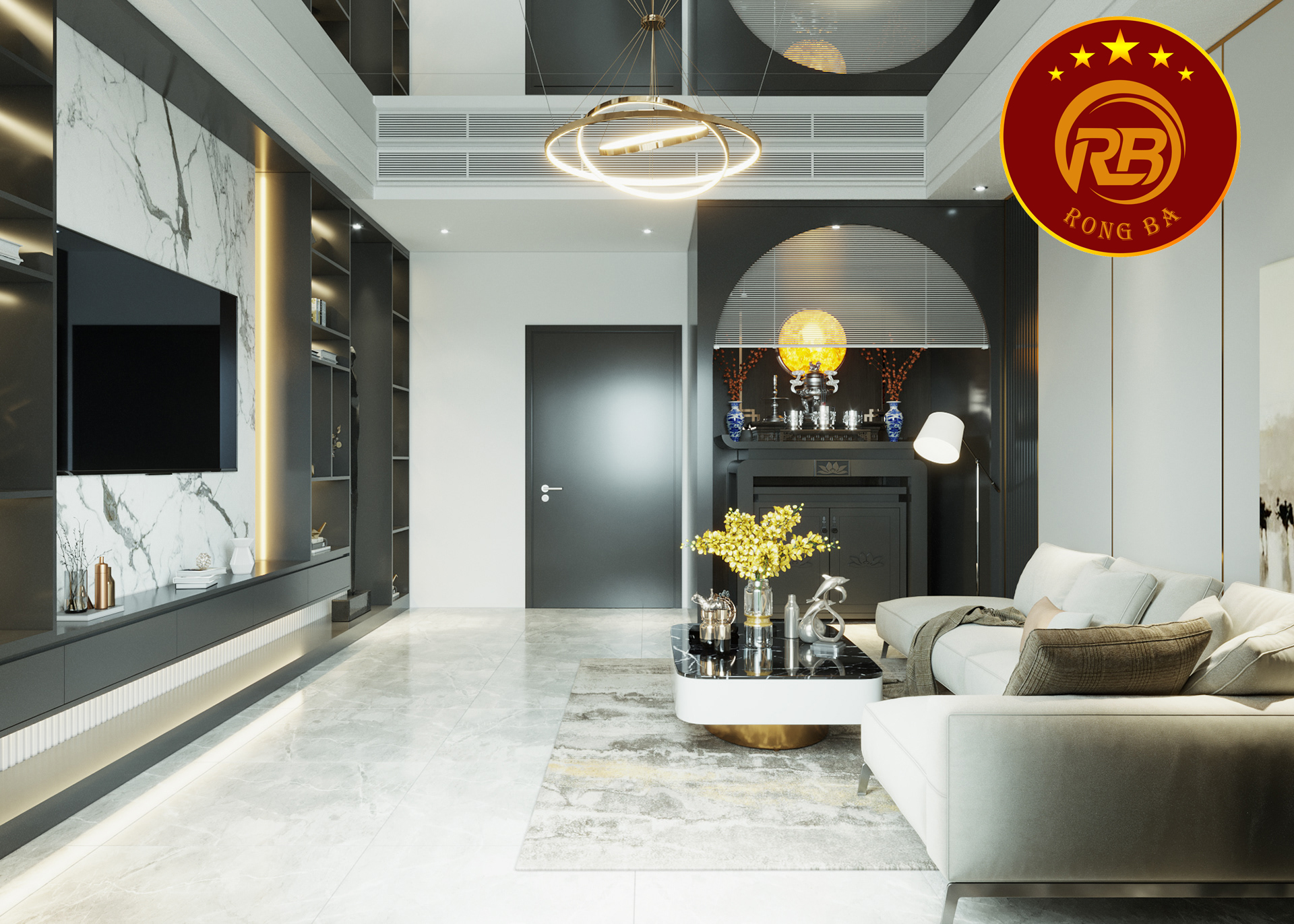 thiết kế nội thất phòng khách hiện đại 5
