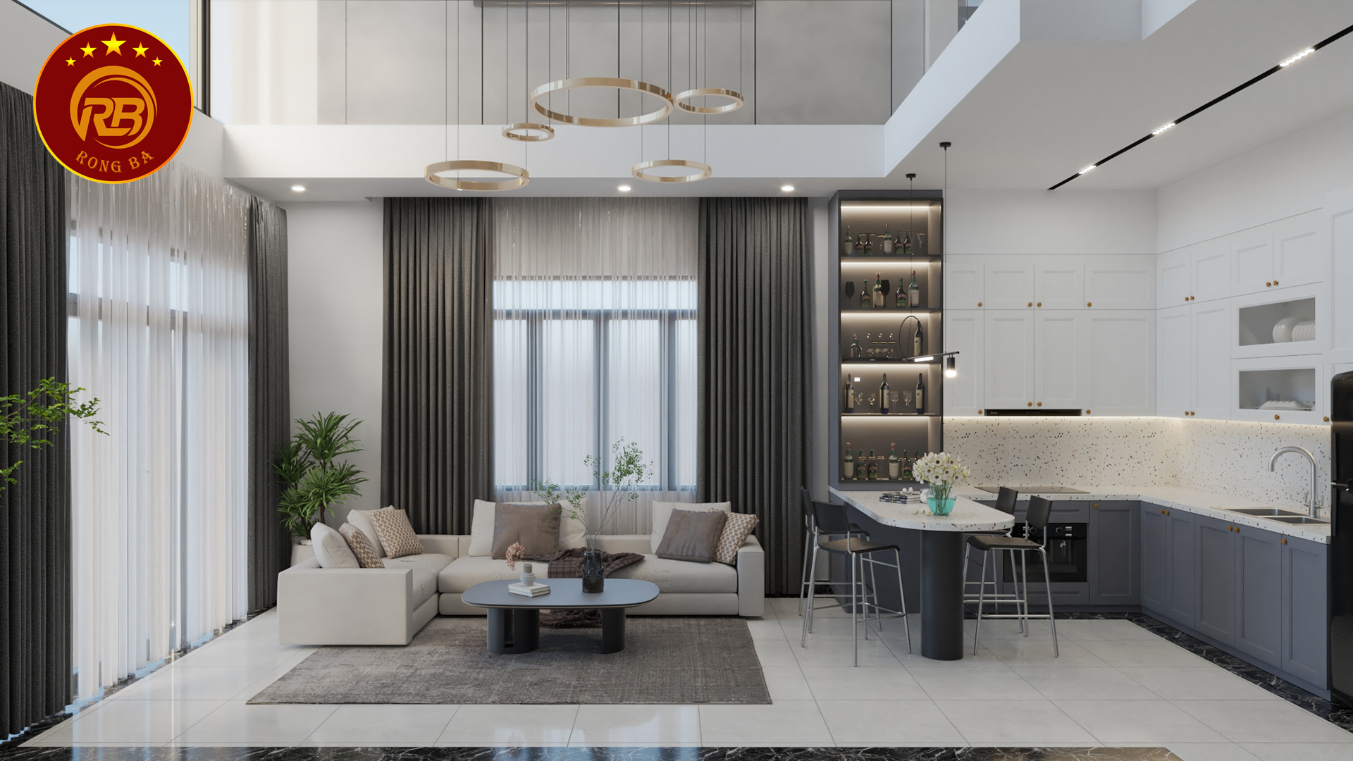 thiết kế nội thất phòng khách hiện đại 6