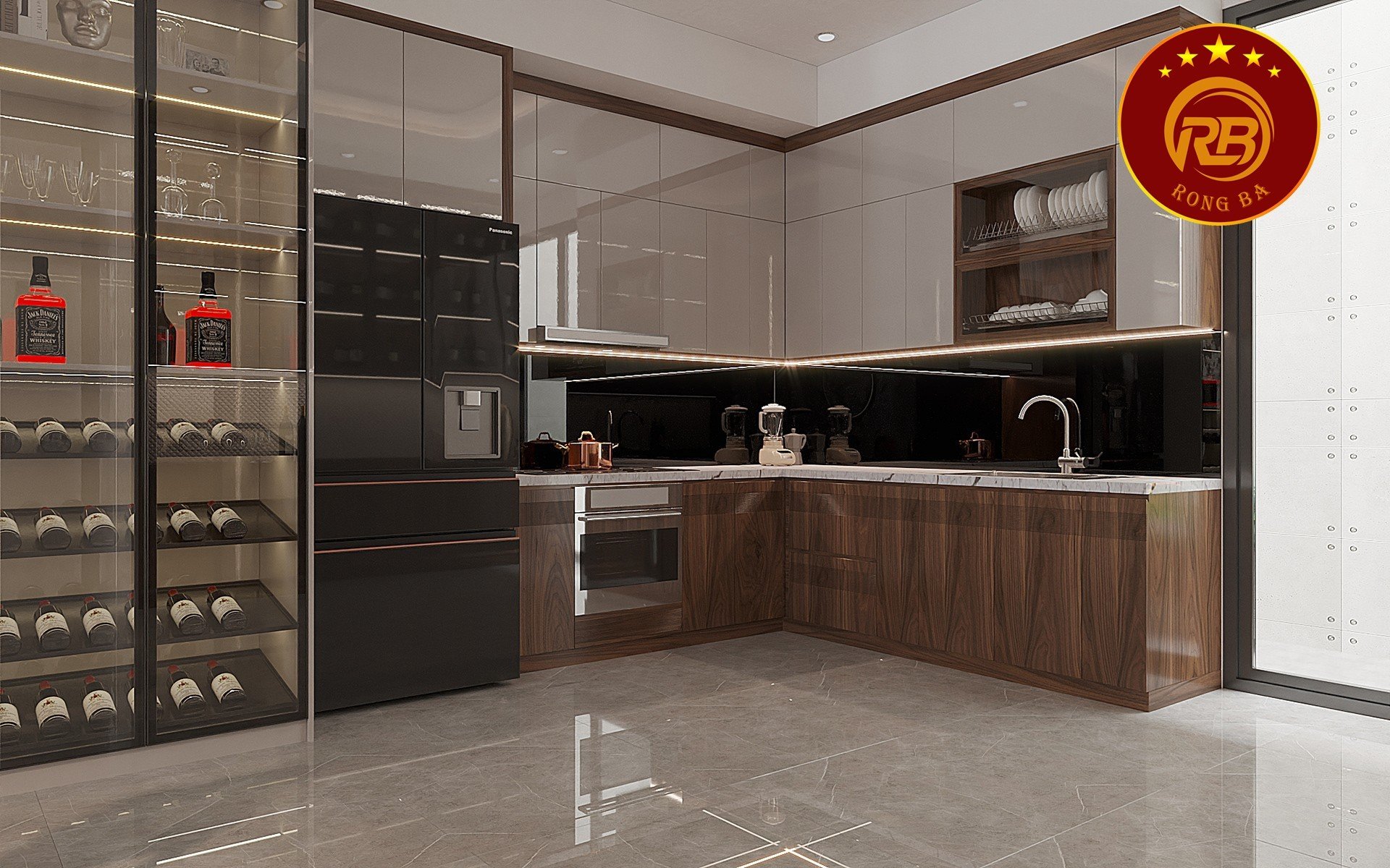 tủ bếp gỗ óc chó tại Bắc Giang