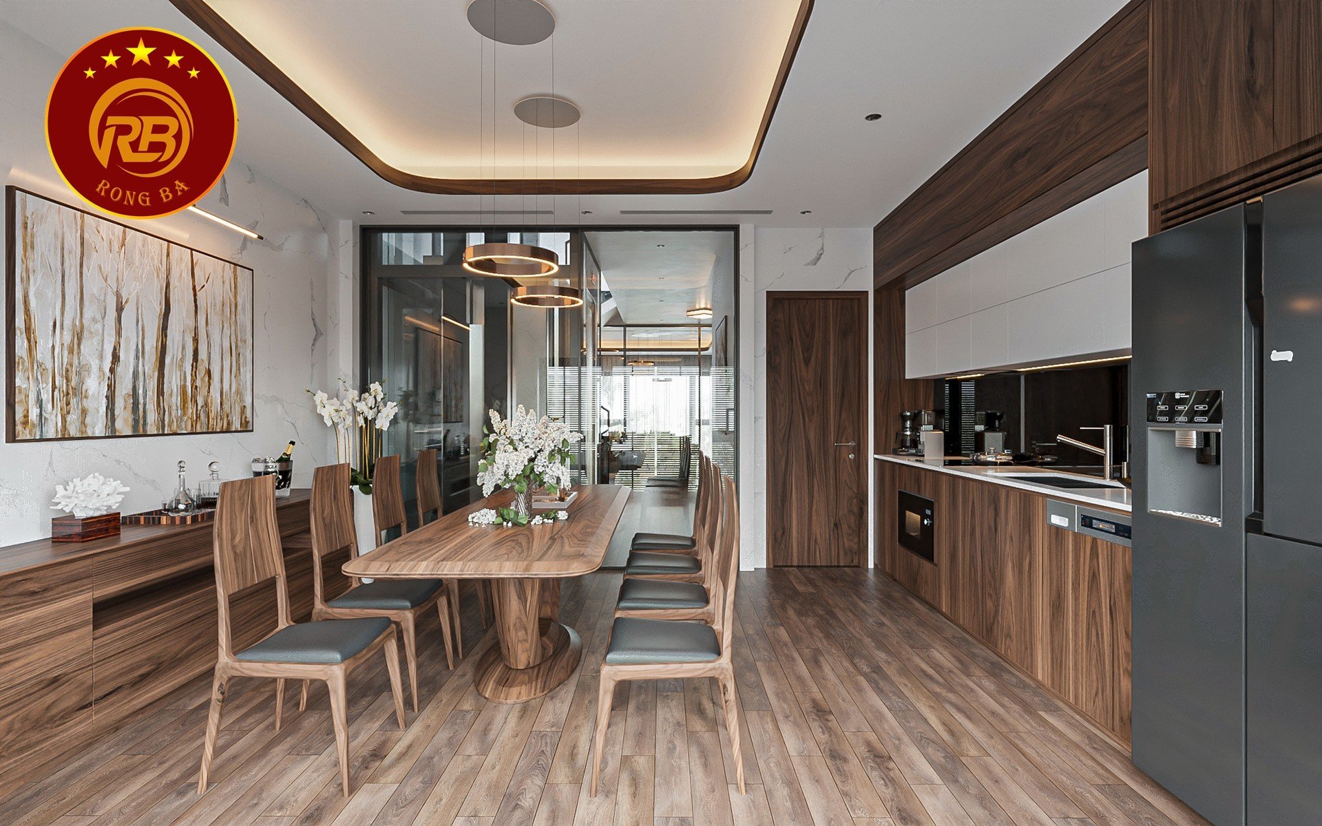 tủ bếp gỗ óc chó tại Bình Phước