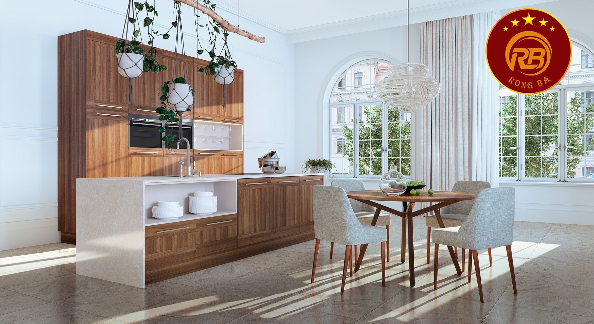 tủ bếp gỗ óc chó tại Long An