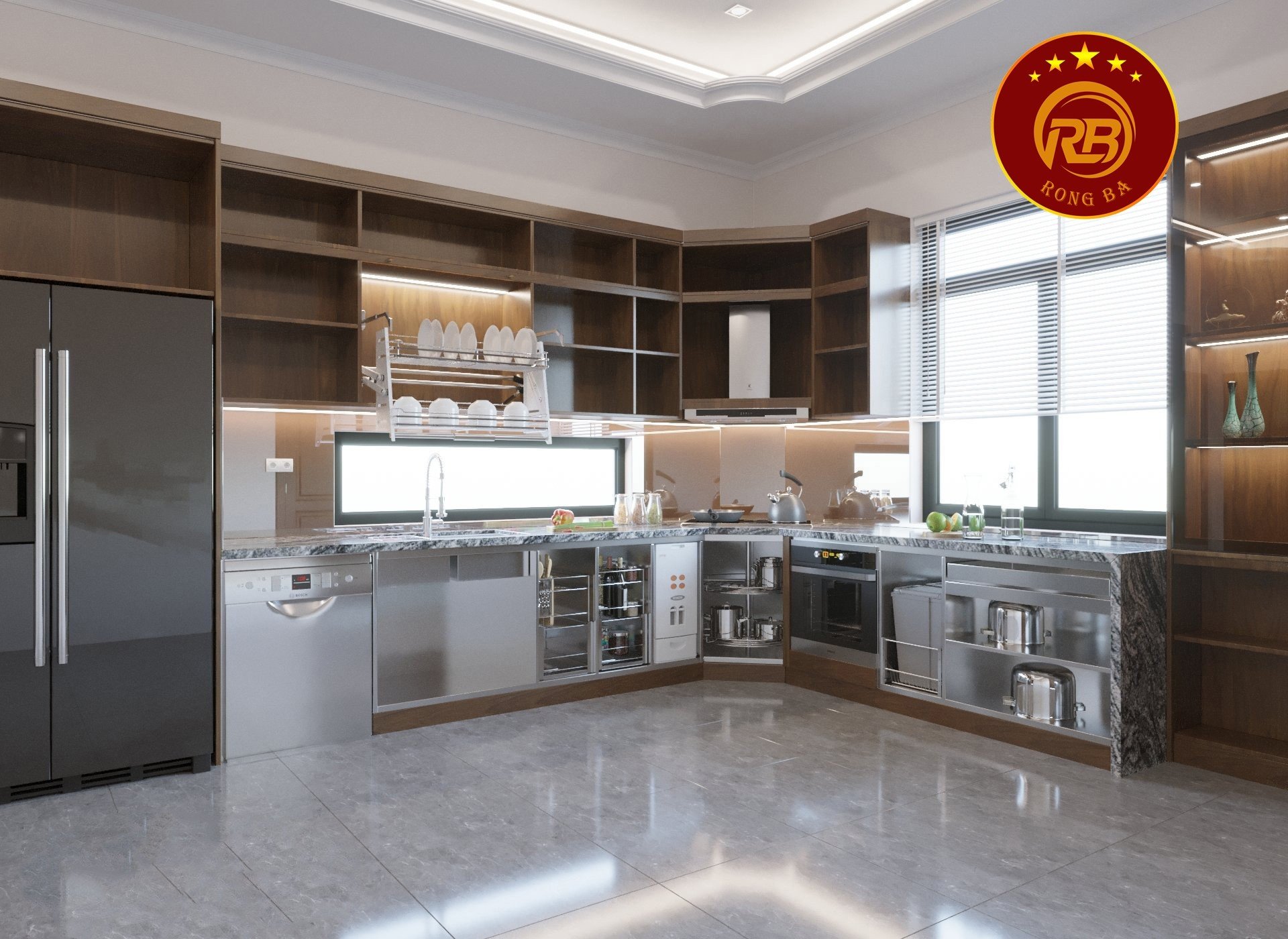 tủ bếp gỗ óc chó tại Vĩnh Phúc